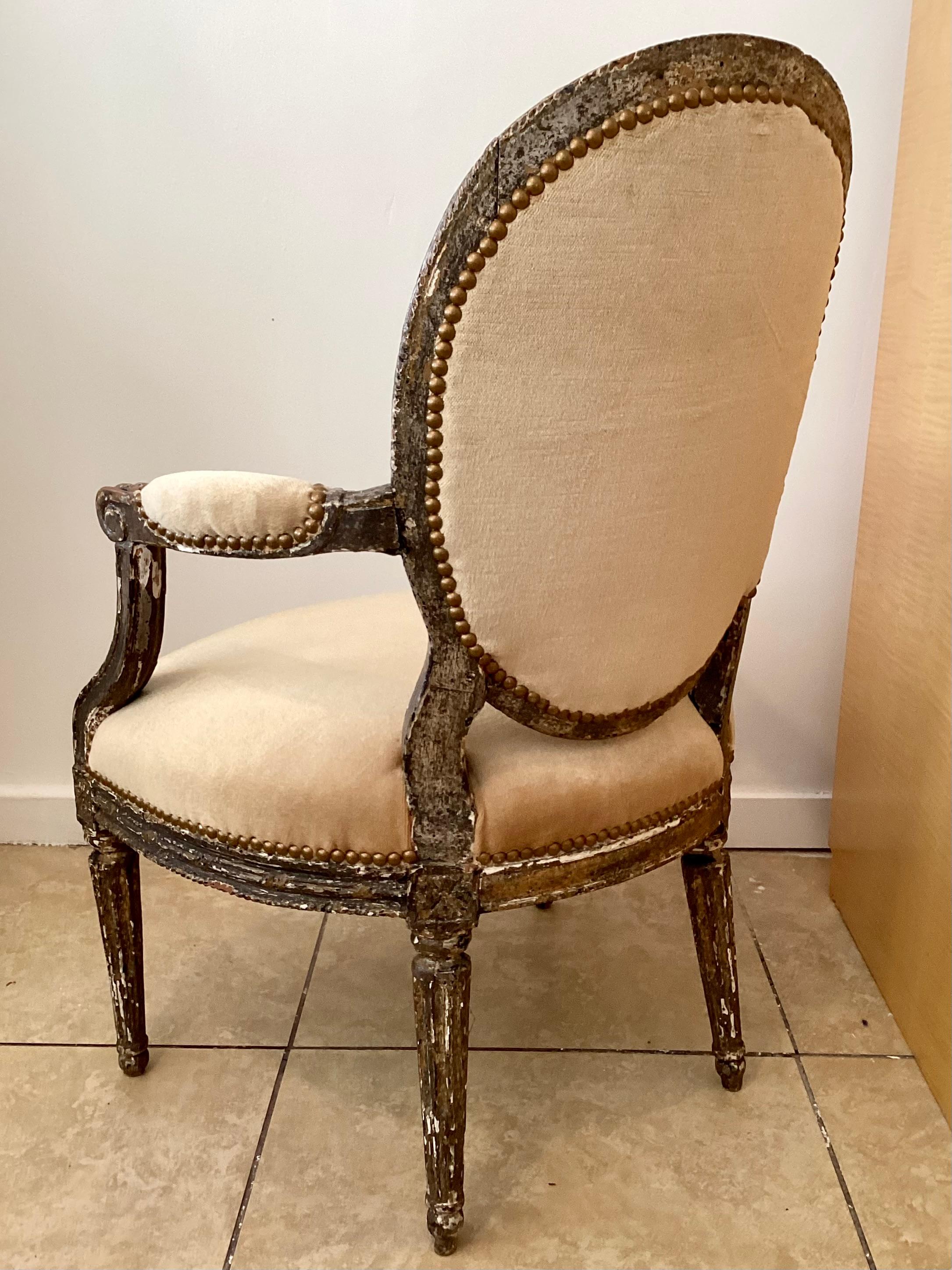 Mid-18th Century French Louis XVI Fauteuil in Todd Hase Upholstery For Sale 3