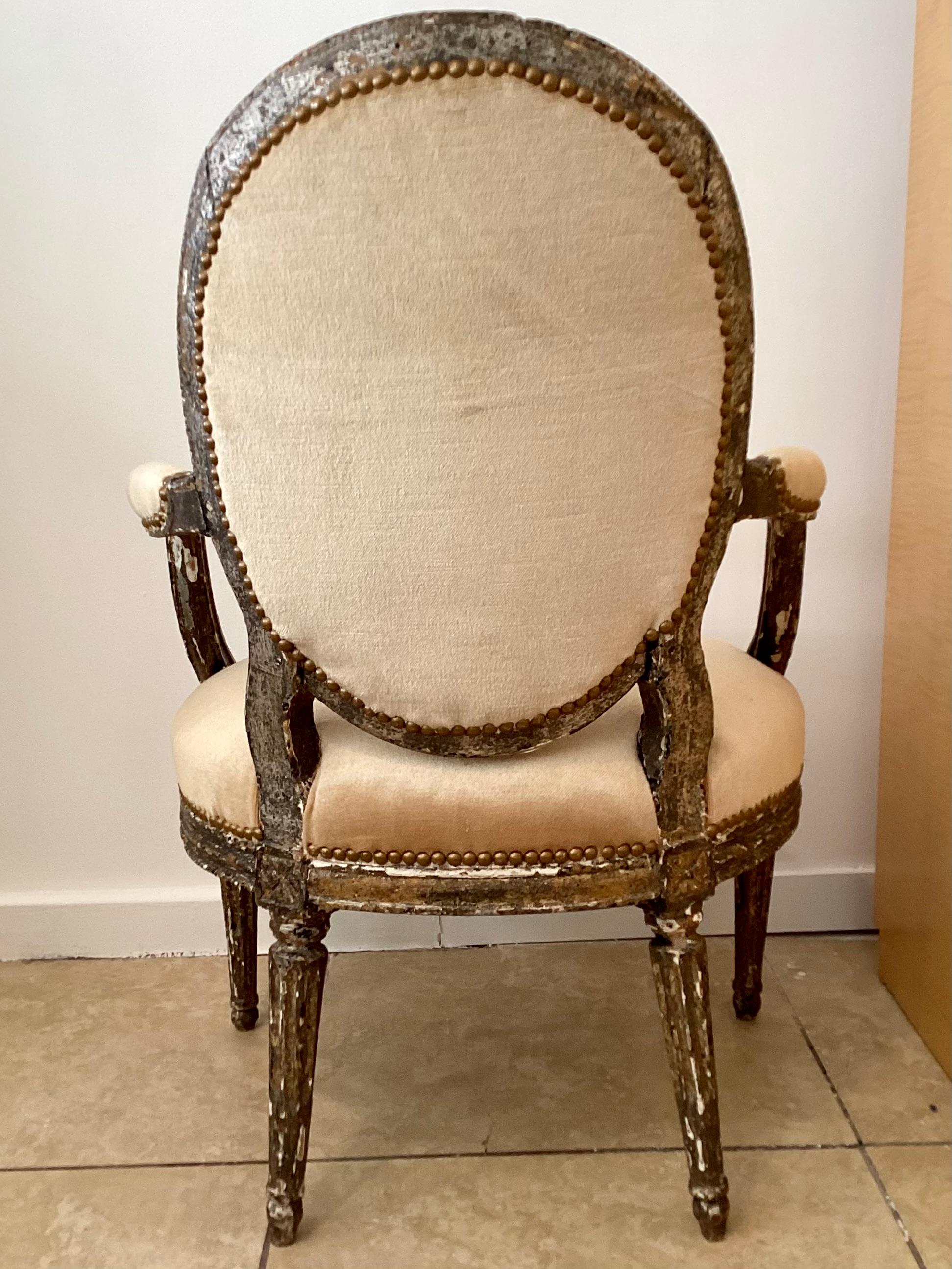 Mid-18th Century French Louis XVI Fauteuil in Todd Hase Upholstery For Sale 4