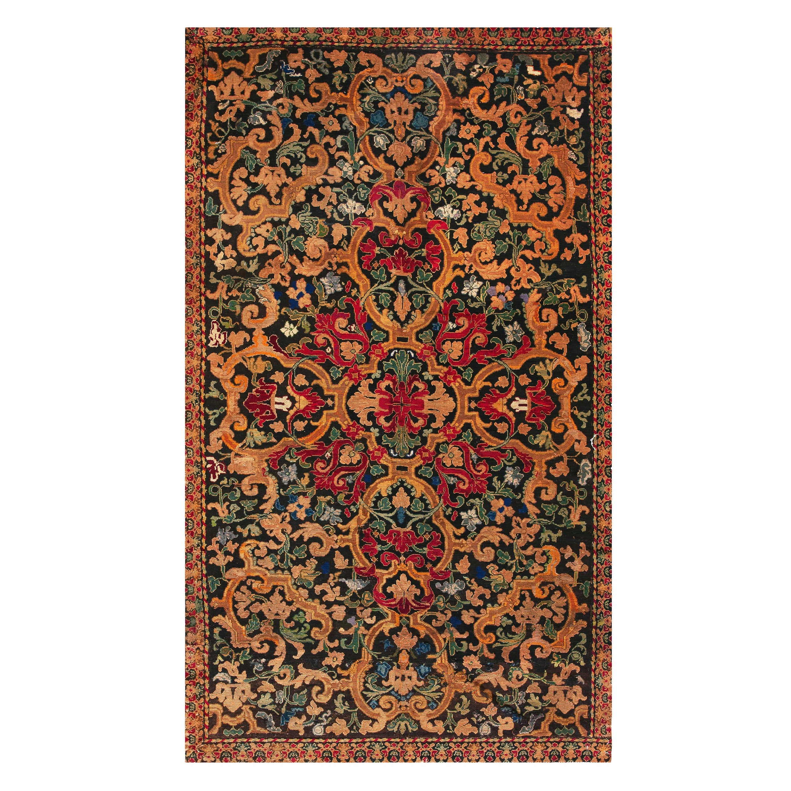 Tappeto a punta d'ago francese della metà del XVIII secolo ( 5' x 8 8'' - 152 x 264 )
