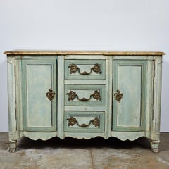 Mid-18th Century French Normandy Painted Buffet with Faux Marble Top