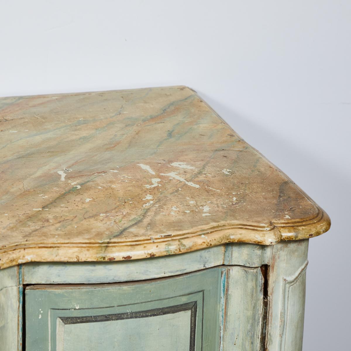 Mid-18th Century French Normandy Painted Buffet with Faux Marble Top For Sale 1