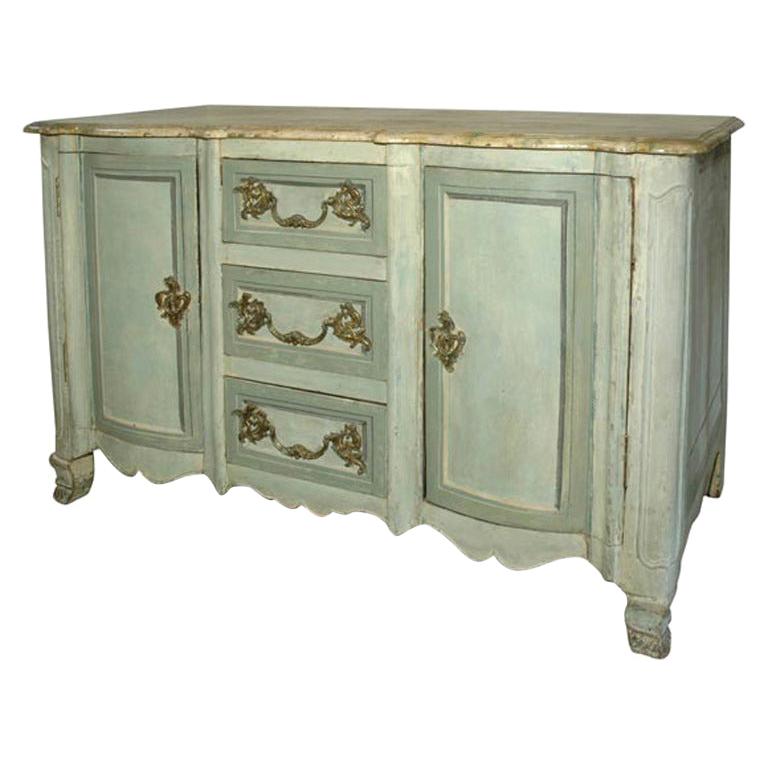 Mid-18th Century French Normandy Painted Buffet with Faux Marble Top For Sale