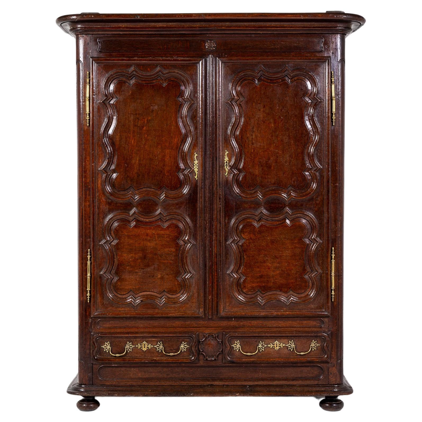 Mid 18th Century French Oak Armoire For Sale