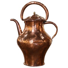 Mid-18th Century French Polished Copper Water Pitcher with Lid
