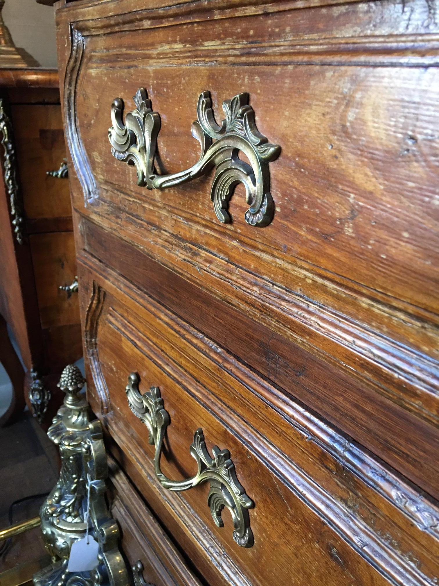 Country Mid 18th Century French Provincial Carved Walnut Commode or Chest of Drawers For Sale