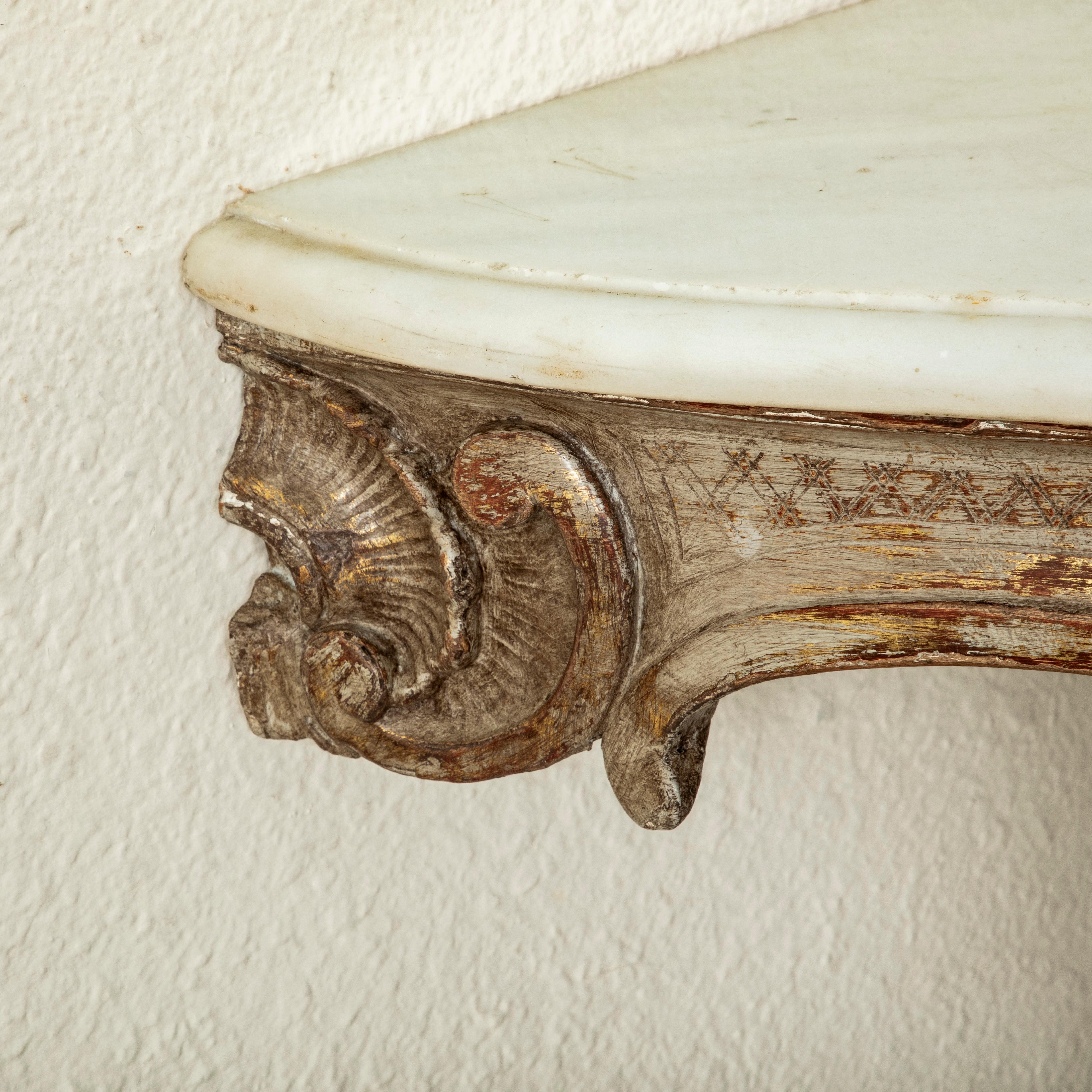 Mid-18th Century French Regency Period Painted Console Table, Marble Top For Sale 7