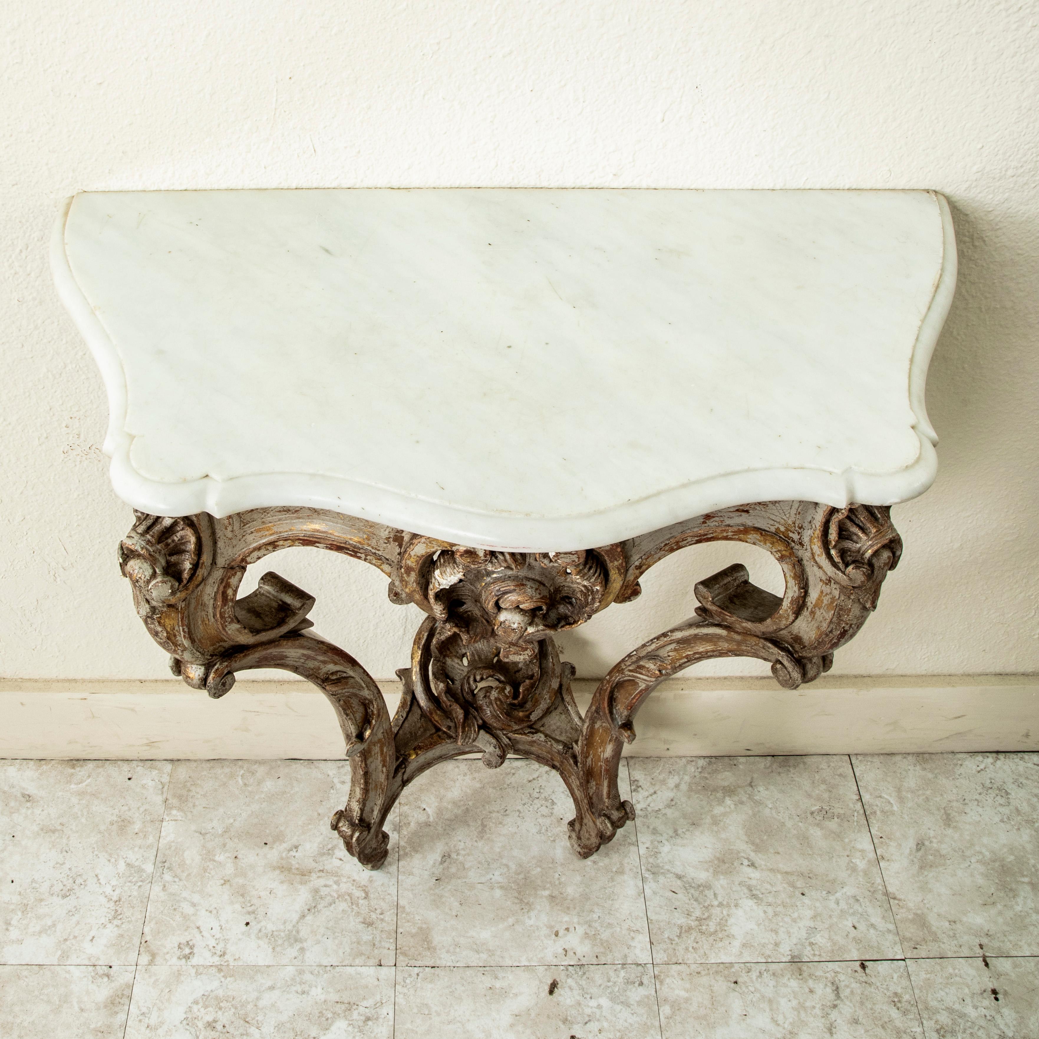 Mid-18th Century French Regency Period Painted Console Table, Marble Top For Sale 10
