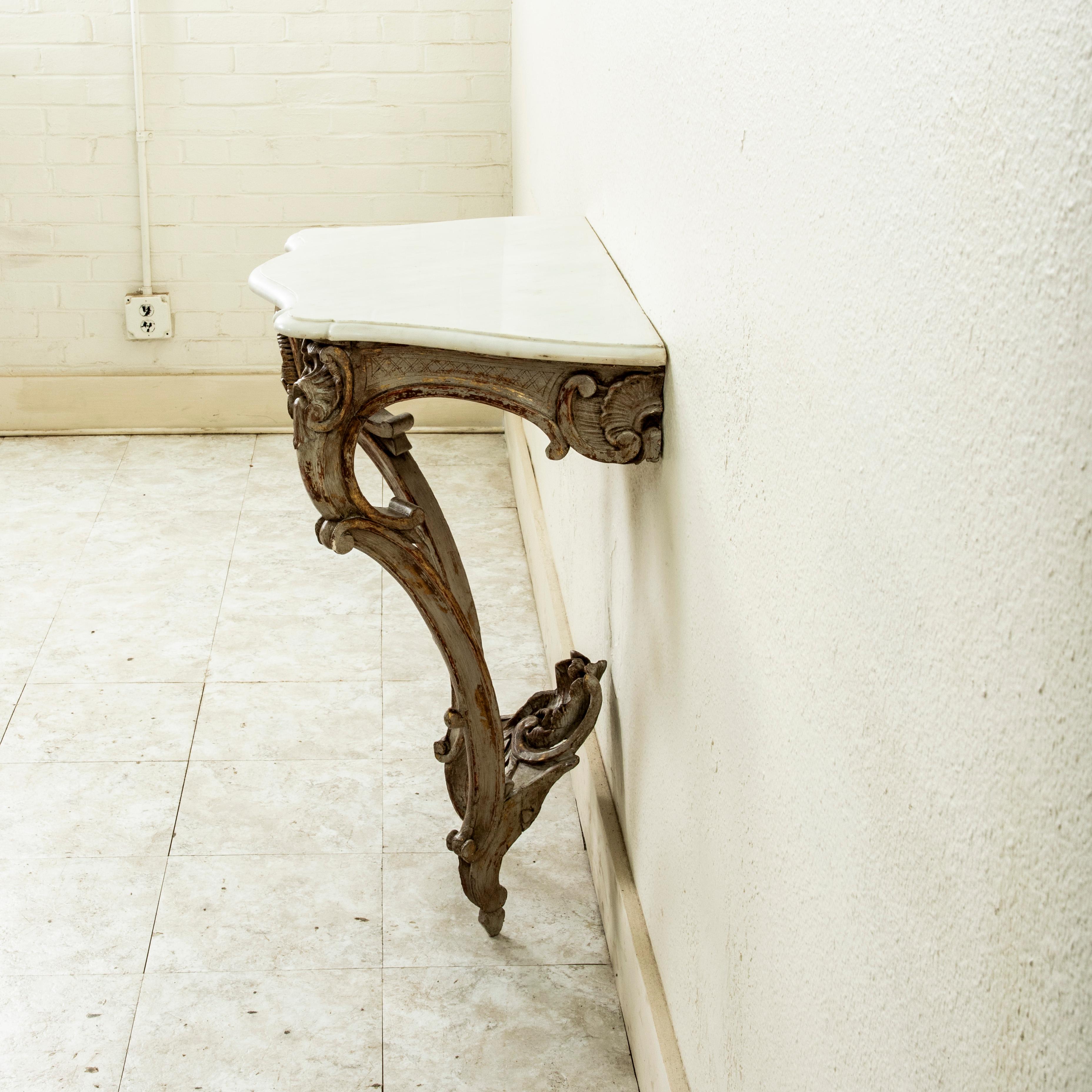 Mid-18th Century French Regency Period Painted Console Table, Marble Top In Good Condition For Sale In Fayetteville, AR