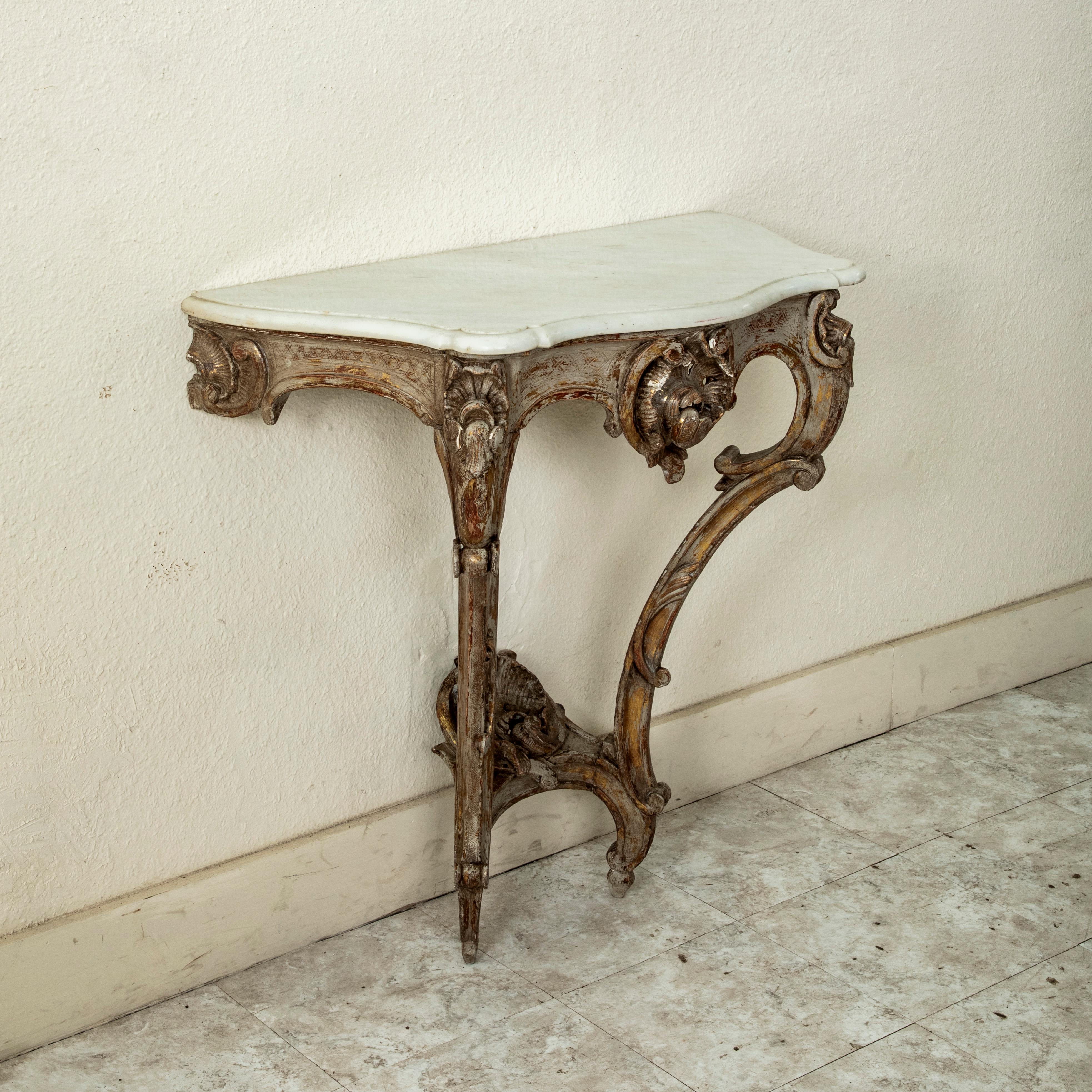 Mid-18th Century French Regency Period Painted Console Table, Marble Top For Sale 1