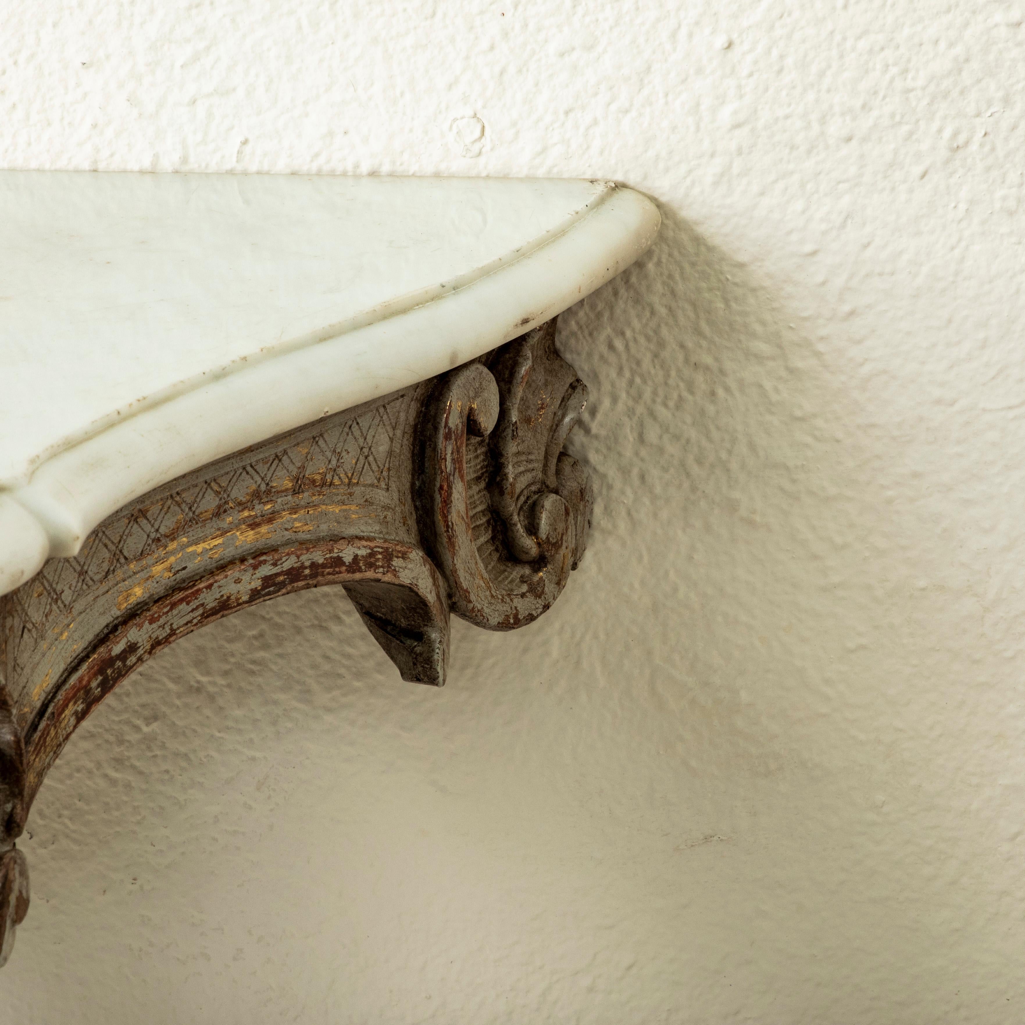 Mid-18th Century French Regency Period Painted Console Table, Marble Top For Sale 5