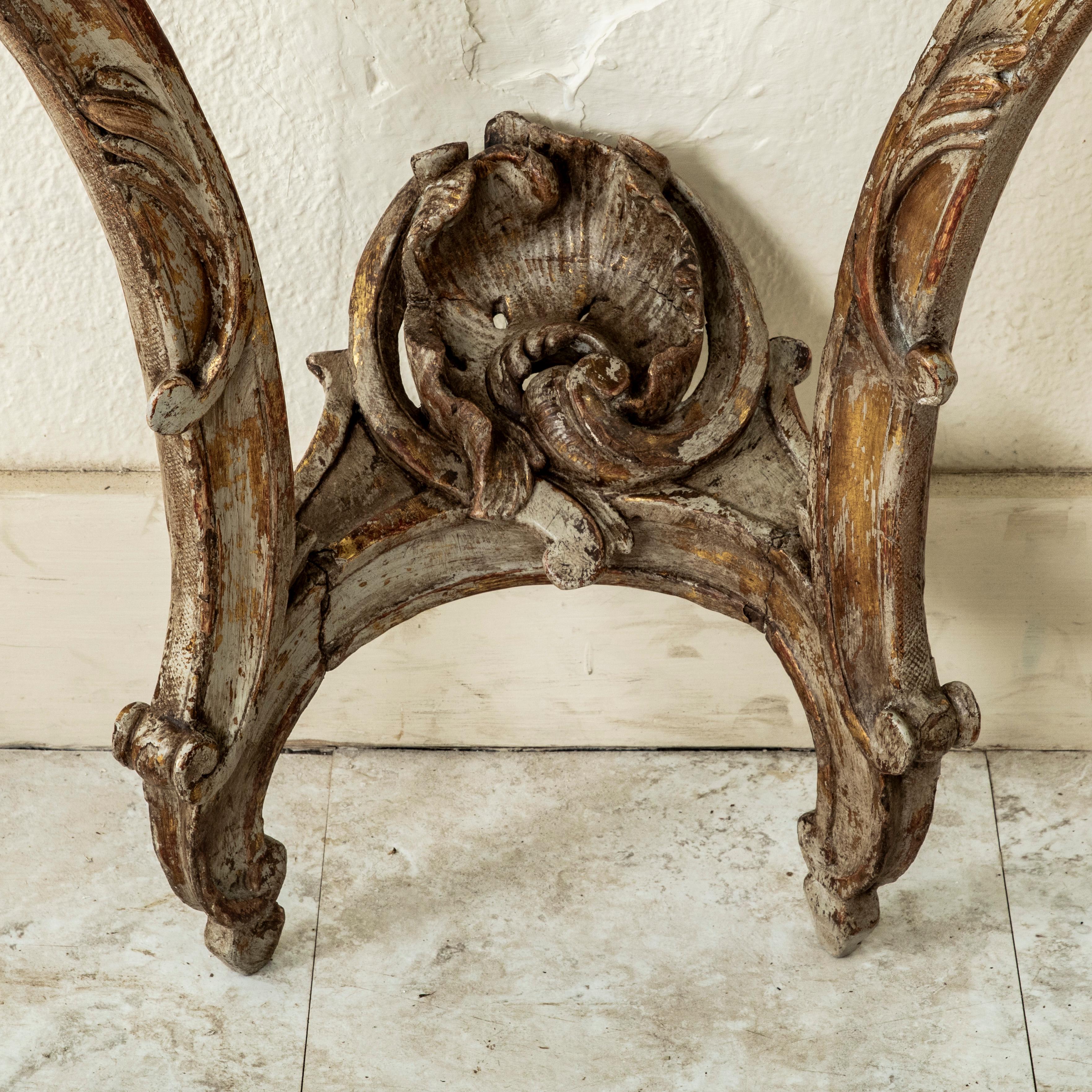 Mid-18th Century French Regency Period Painted Console Table, Marble Top For Sale 6