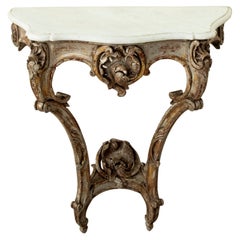 Mid-18th Century French Regency Period Painted Console Table, Marble Top