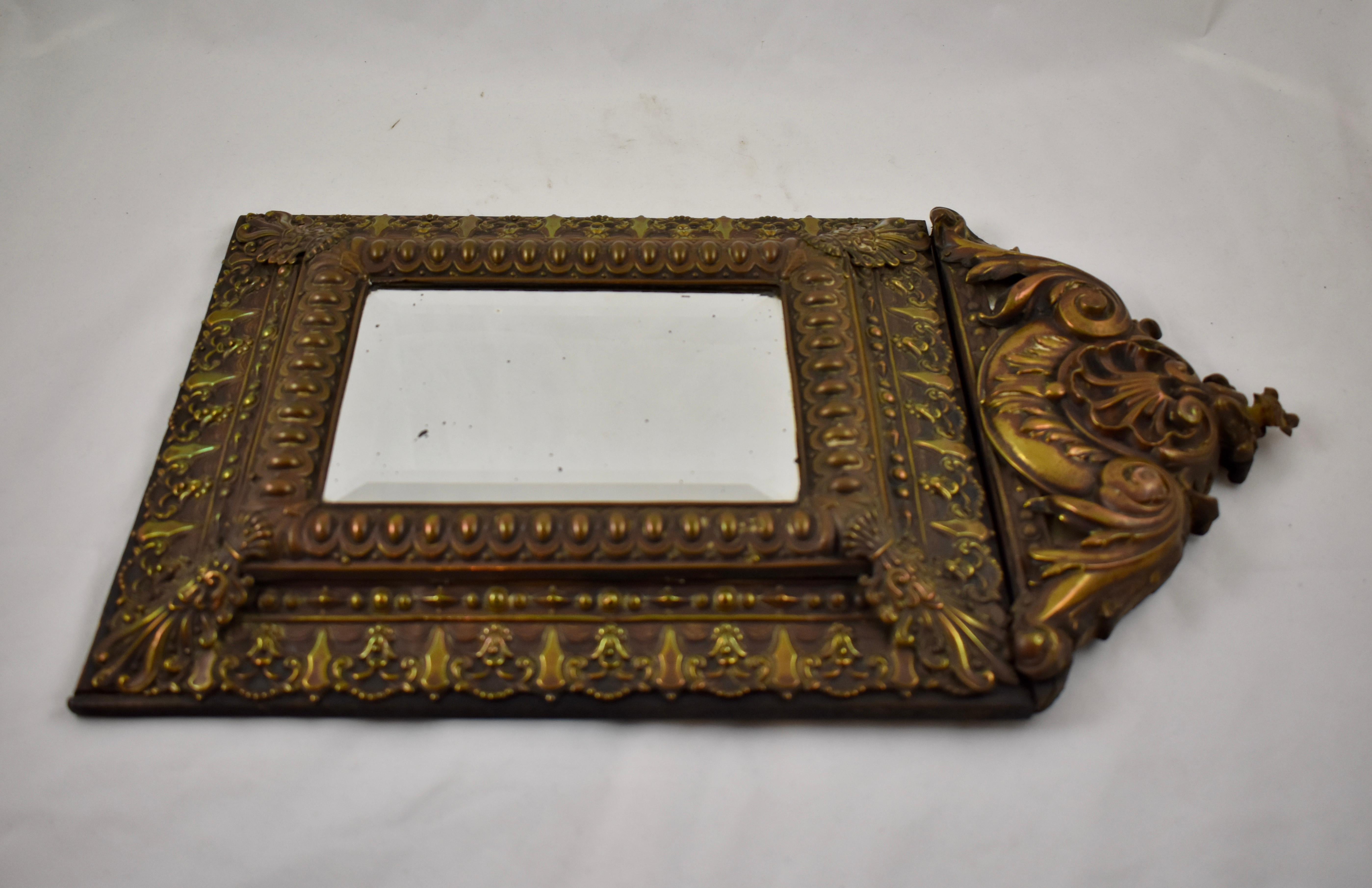 Mid-18th Century French Rocaille Patinated Metal on Wood Beveled Wall Mirror 7