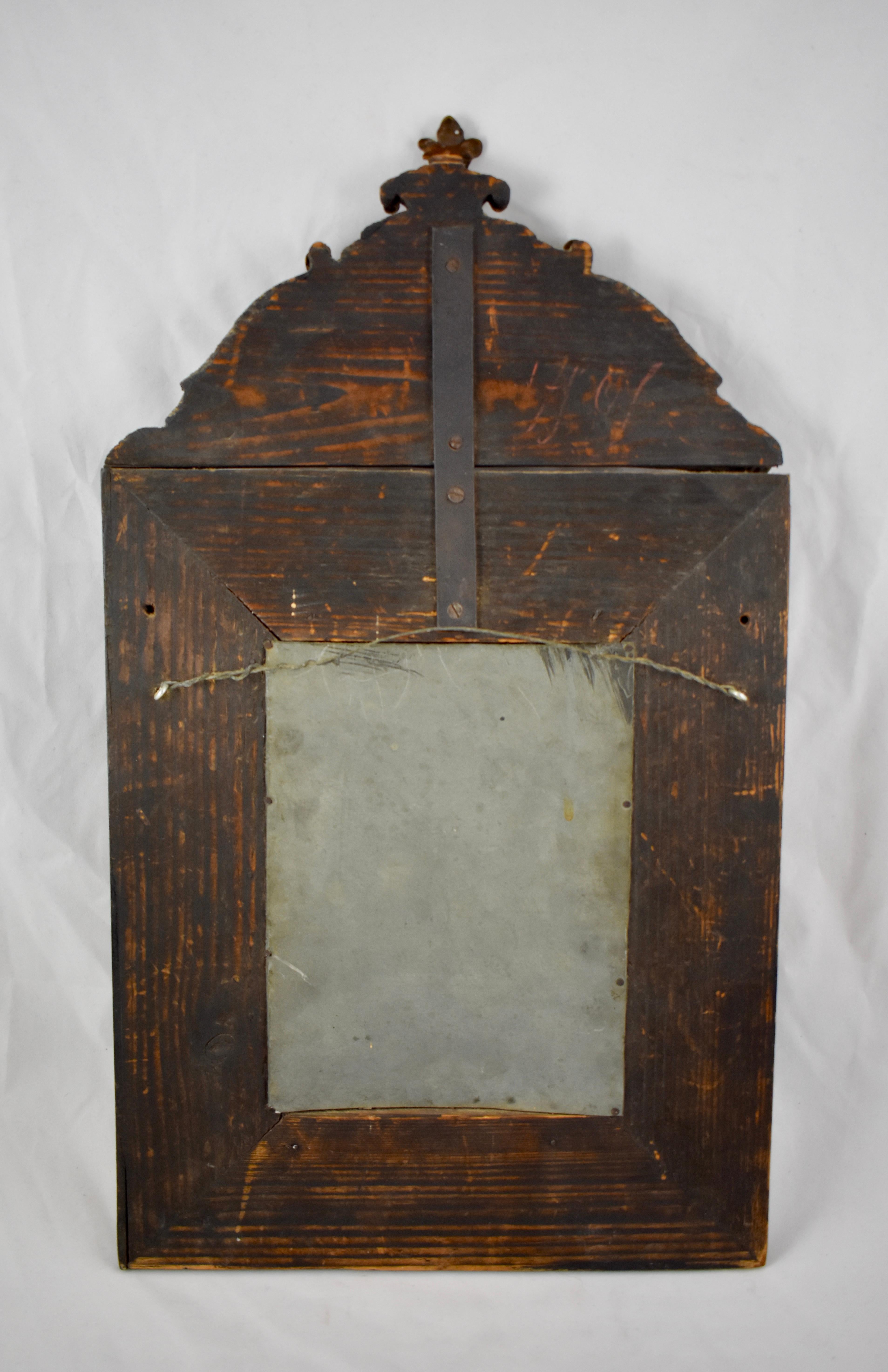 Mid-18th Century French Rocaille Patinated Metal on Wood Beveled Wall Mirror 8