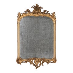 Mid-18th Century French Rococo Carved Giltwood Mirror