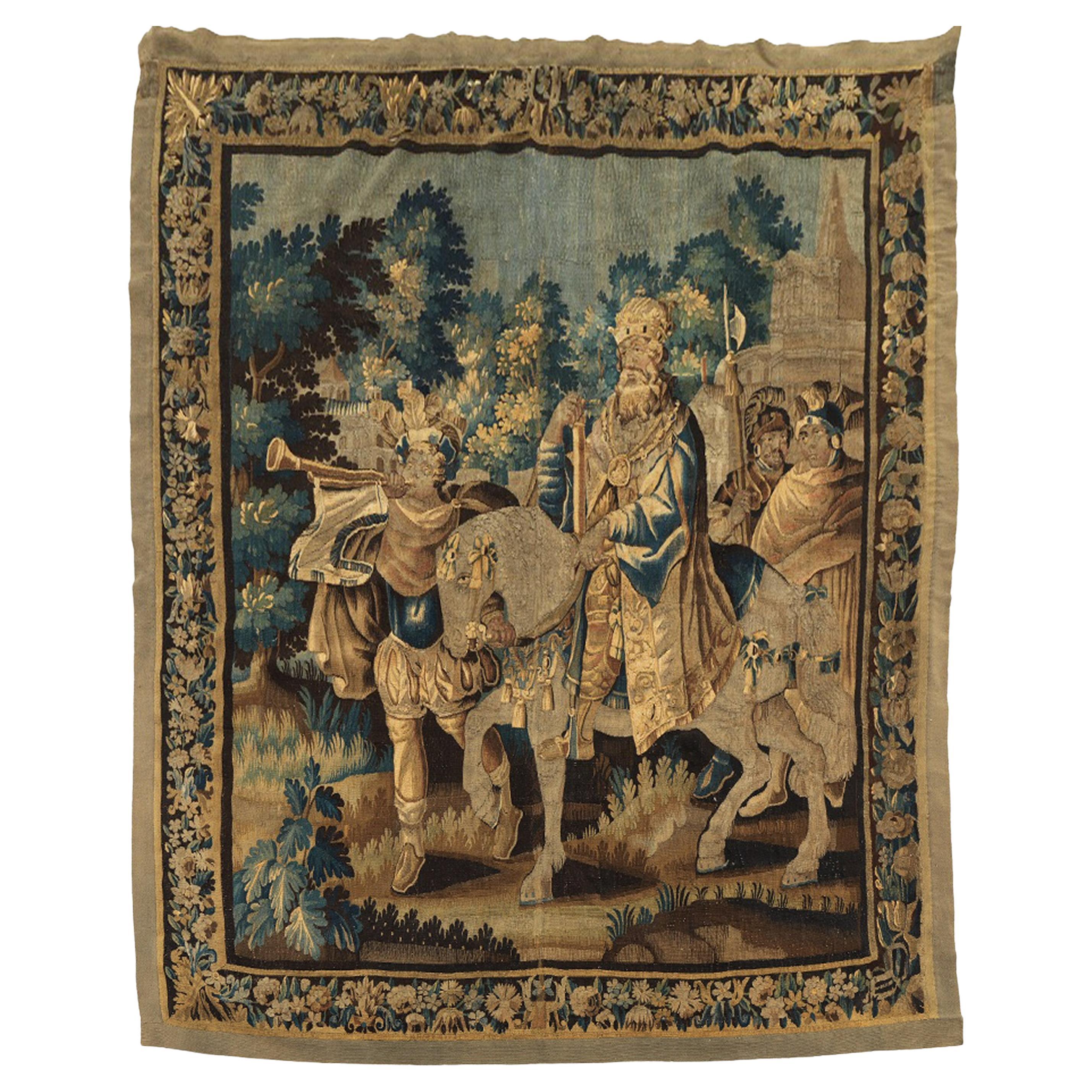 Vtg but New French Tapestry Pansu Floral Neo Classical Garden Dancers from 1800 