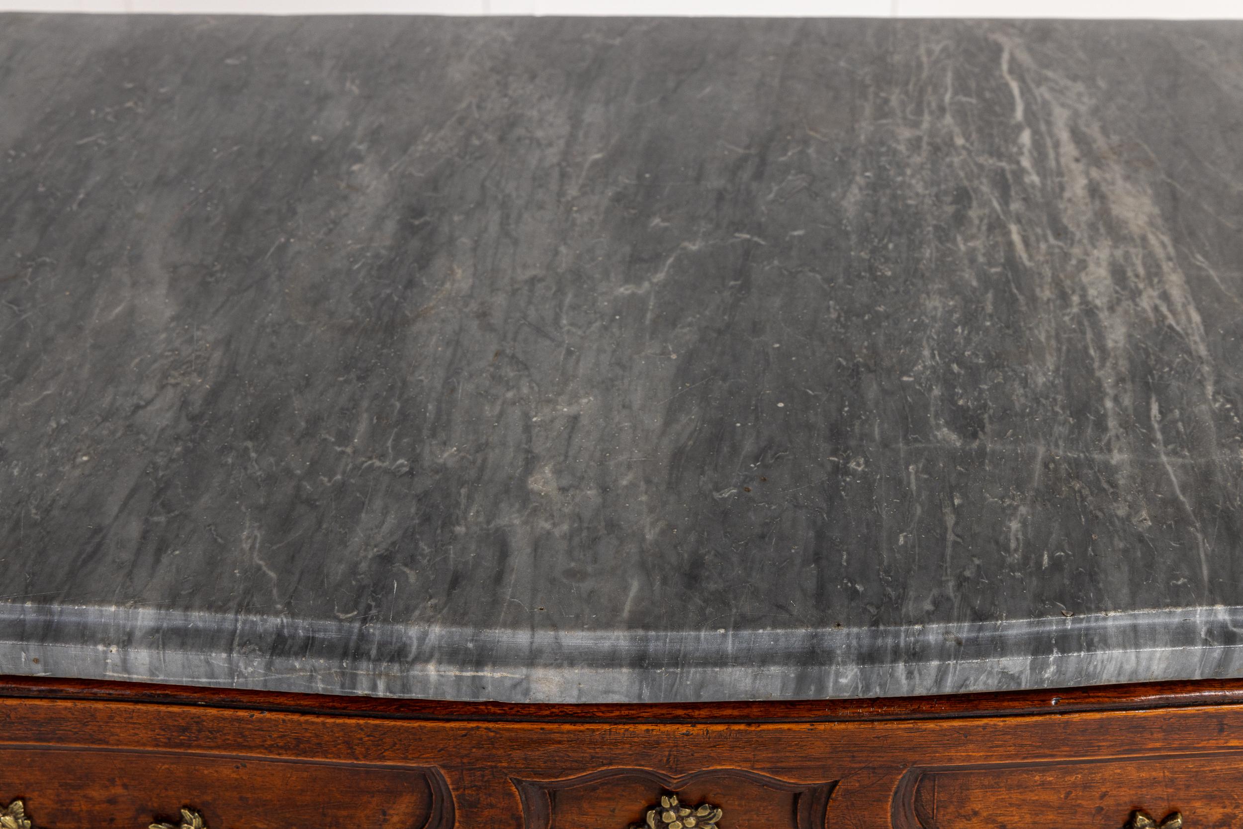 Mid 18th Century French Walnut Commode with Marble Top For Sale 2