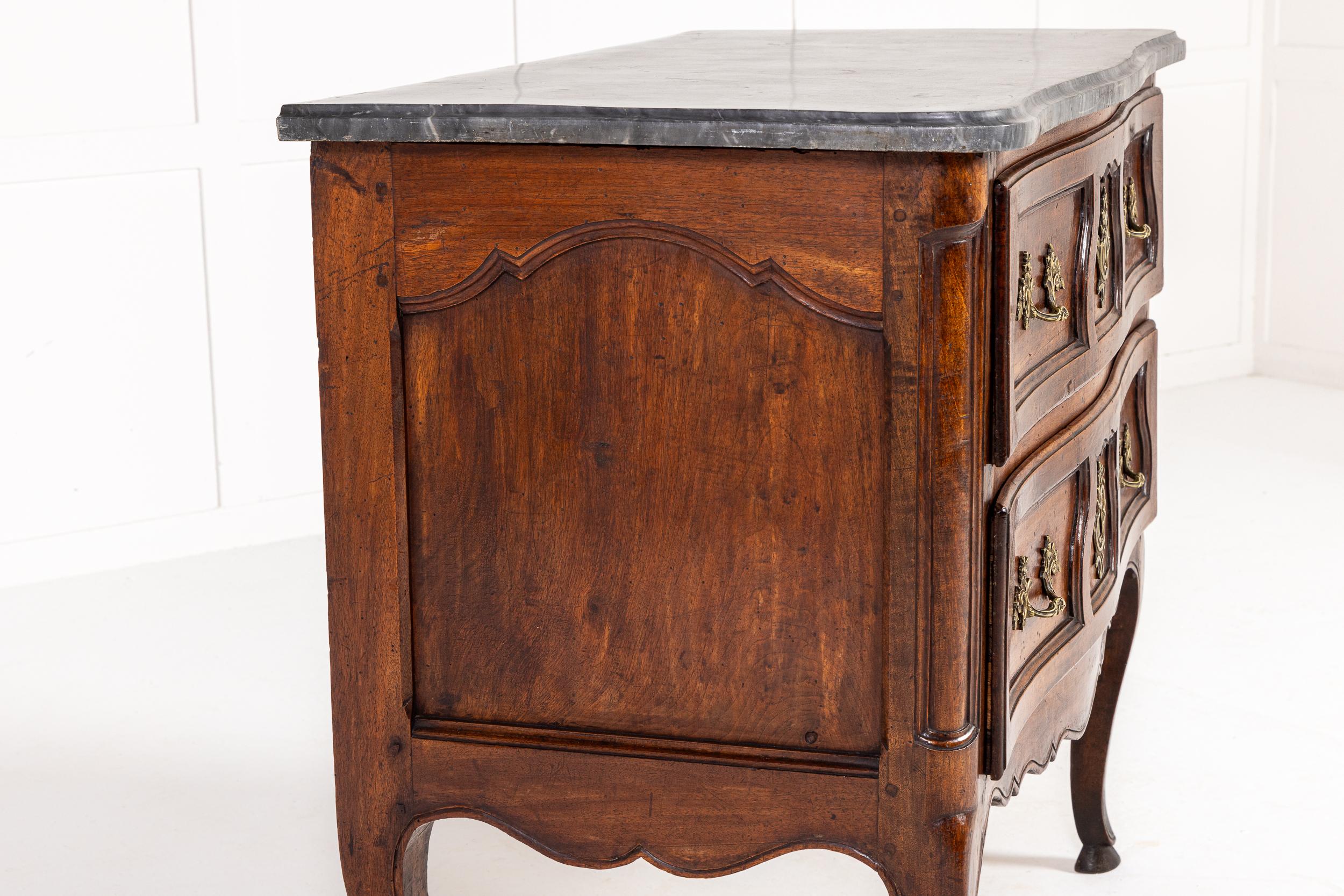 Mid 18th Century French Walnut Commode with Marble Top For Sale 6