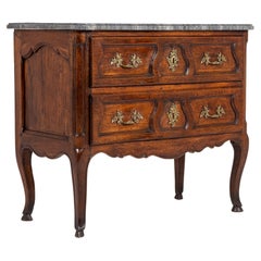 Mid 18th Century French Walnut Commode with Marble Top