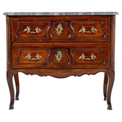 Mid 18th Century French Walnut Commode with Marble Top