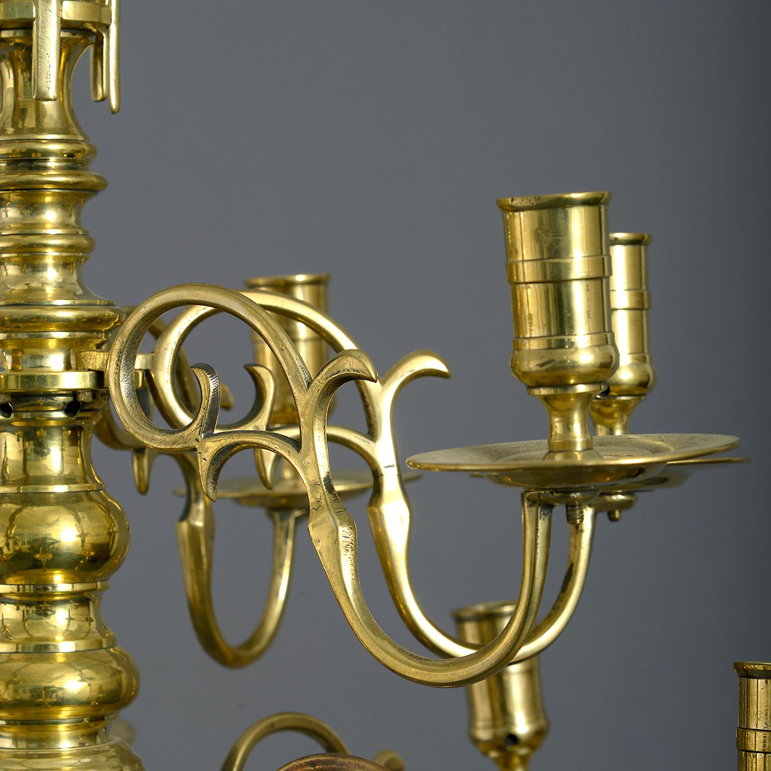 English Mid 18th Century George II Brass Chandelier