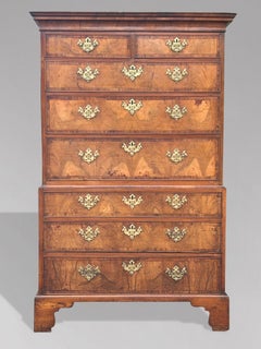 Mid 18th Century George II Period Burr Walnut Chest on Chest