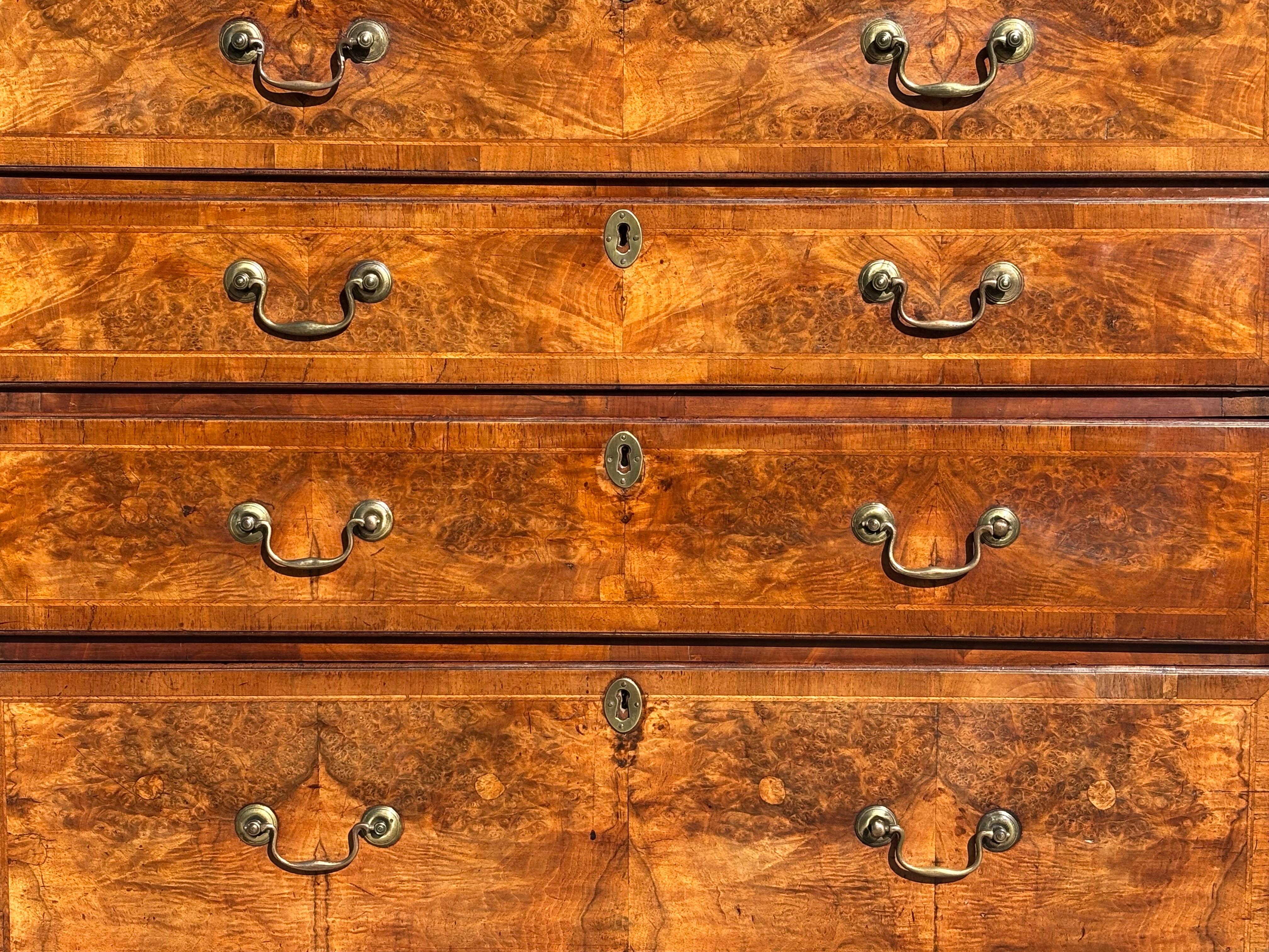 Mid 18th Century George II Period Burr Walnut Tallboy en vente 4