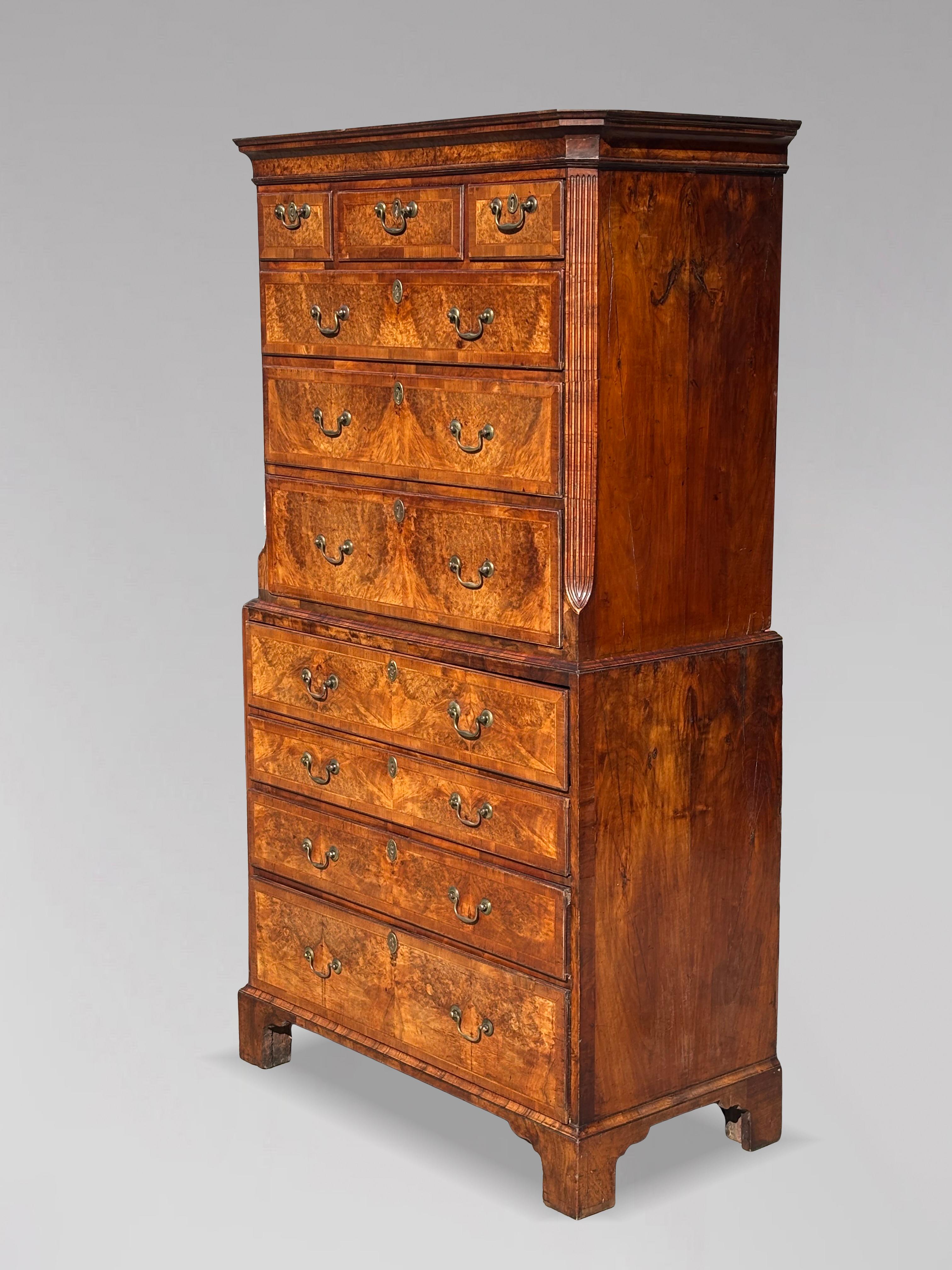 Mid 18th Century George II Period Burr Walnut Tallboy en vente 5
