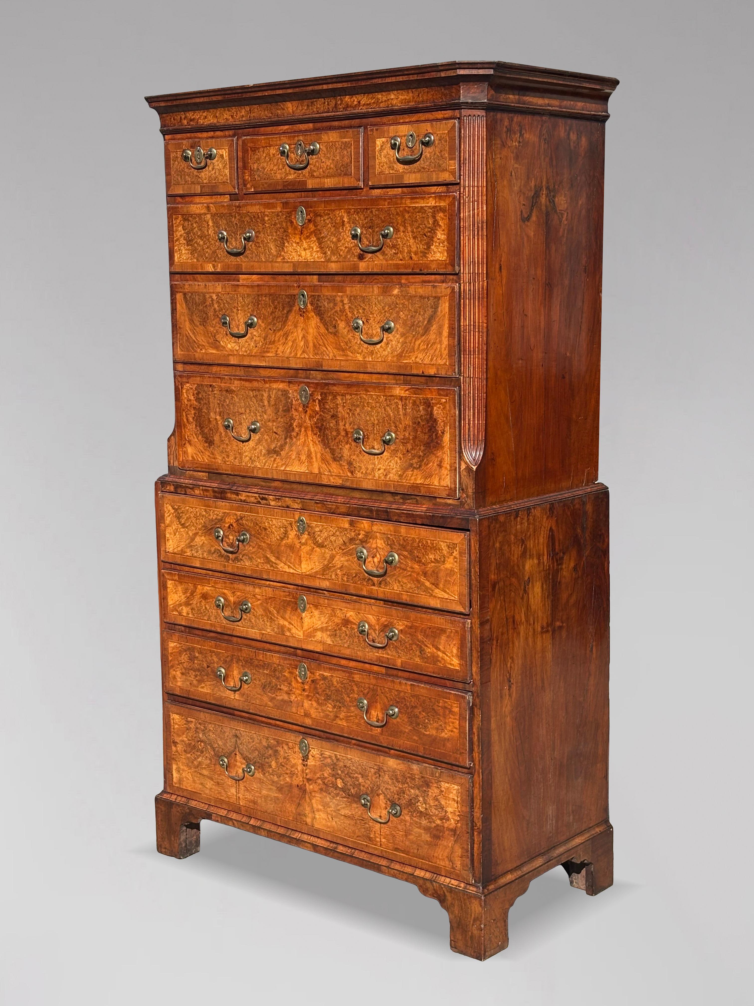 Mid 18th Century George II Period Burr Walnut Tallboy en vente 6