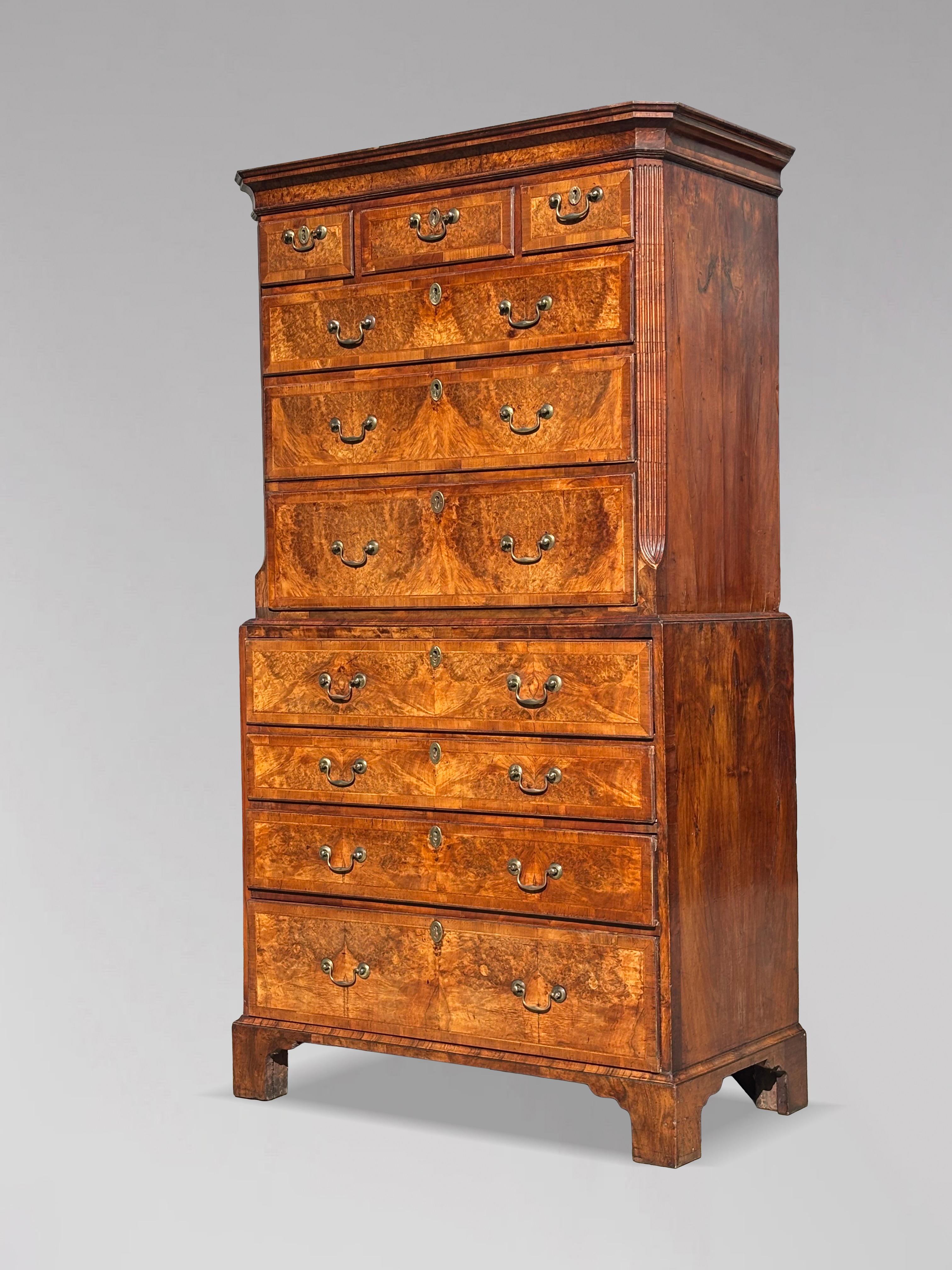 Mid 18th Century George II Period Burr Walnut Tallboy en vente 7