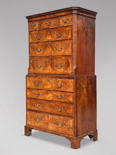 Mid 18th Century George II Period Burr Walnut Tallboy