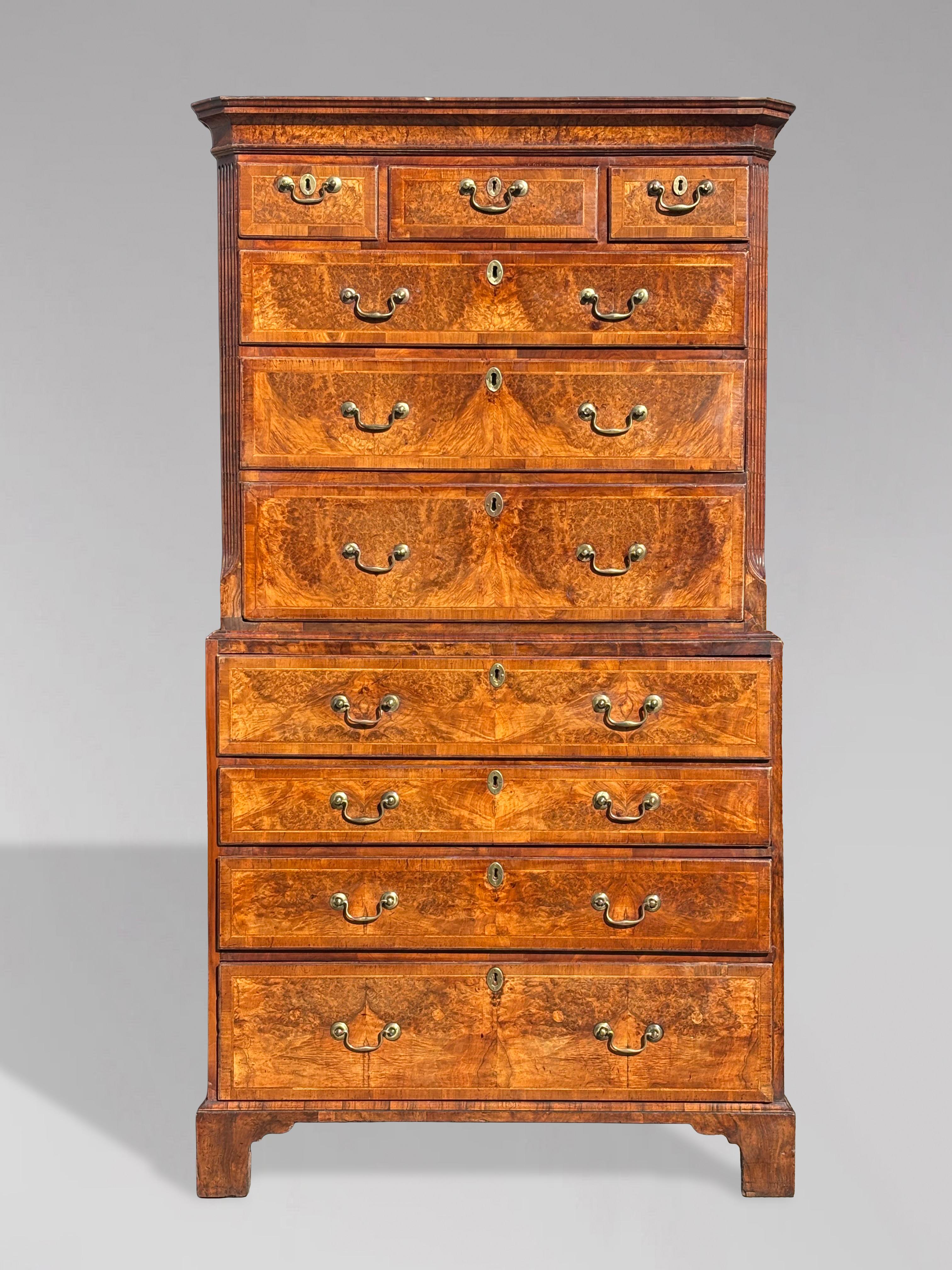 Britannique Mid 18th Century George II Period Burr Walnut Tallboy en vente