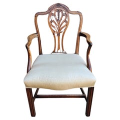 MId 18th Century George III Mahogany Shield Back Upholstered Armchair