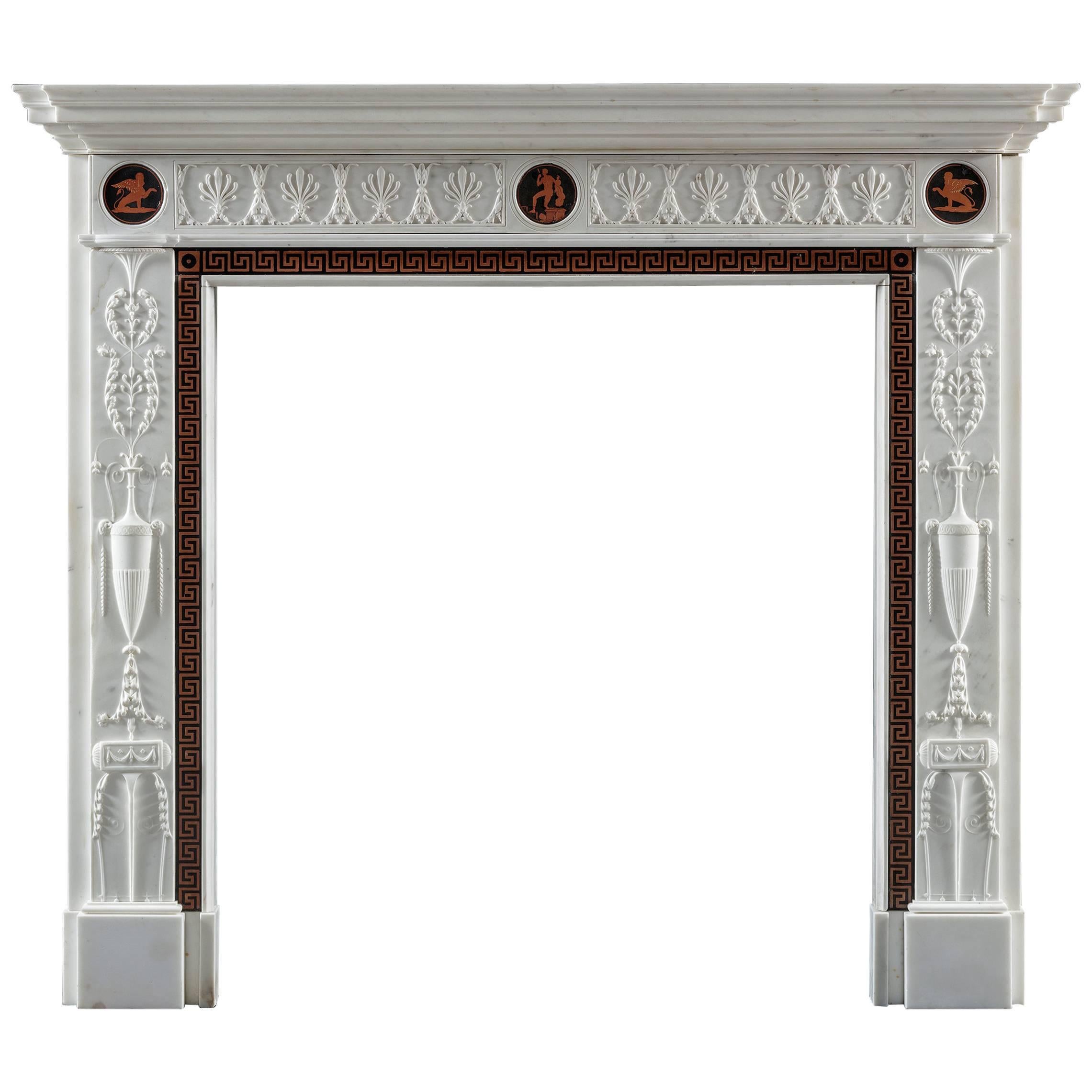 Mid 18th Century George III Neoclassical Statuary Marble Fireplace after Adam