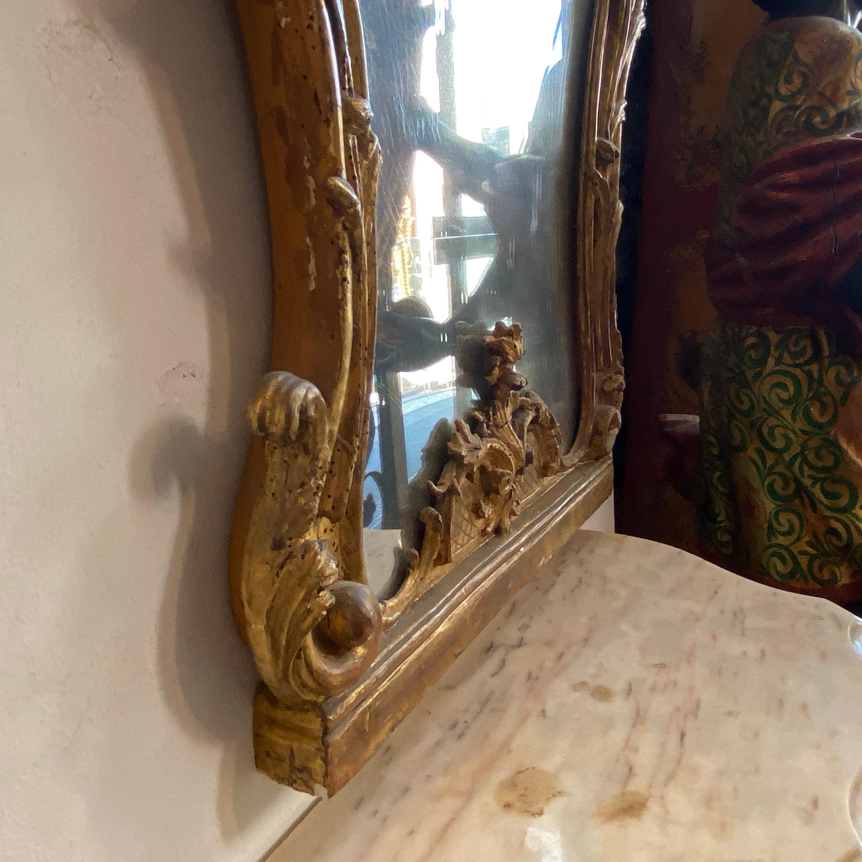 Mid-18th Century Gilded Wood Sicilian Wall Console and Mirror 5