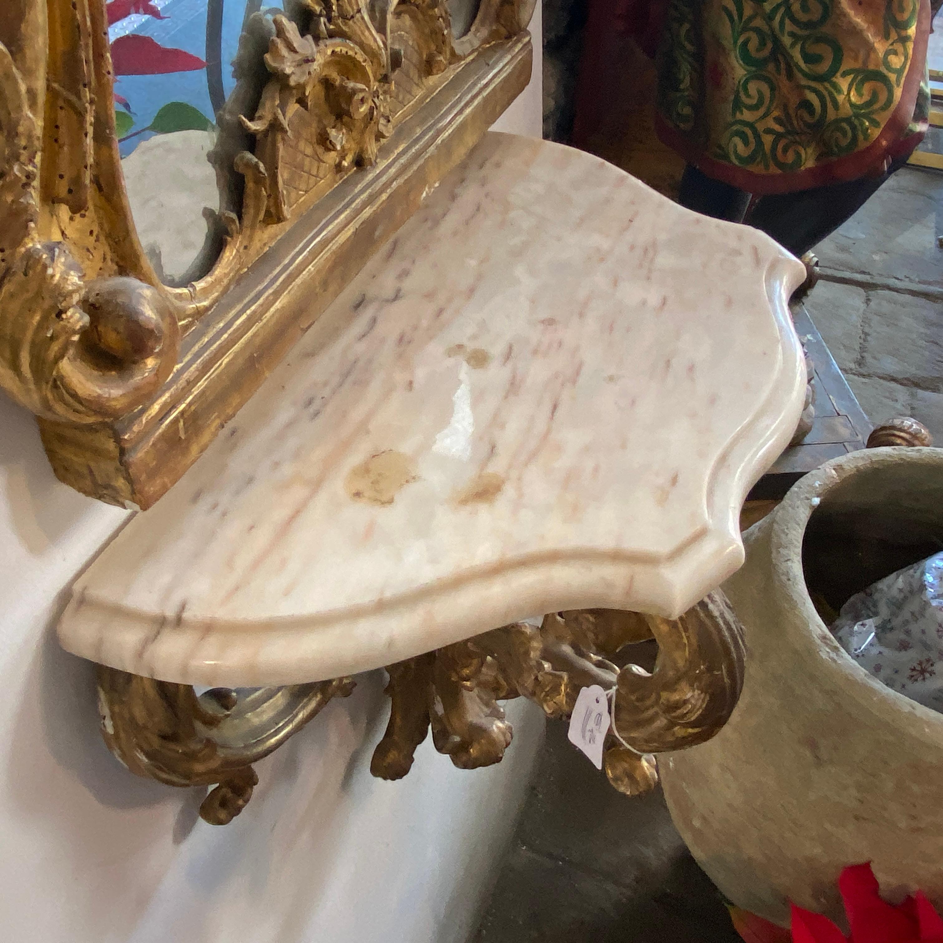 Mid-18th Century Gilded Wood Sicilian Wall Console and Mirror 6