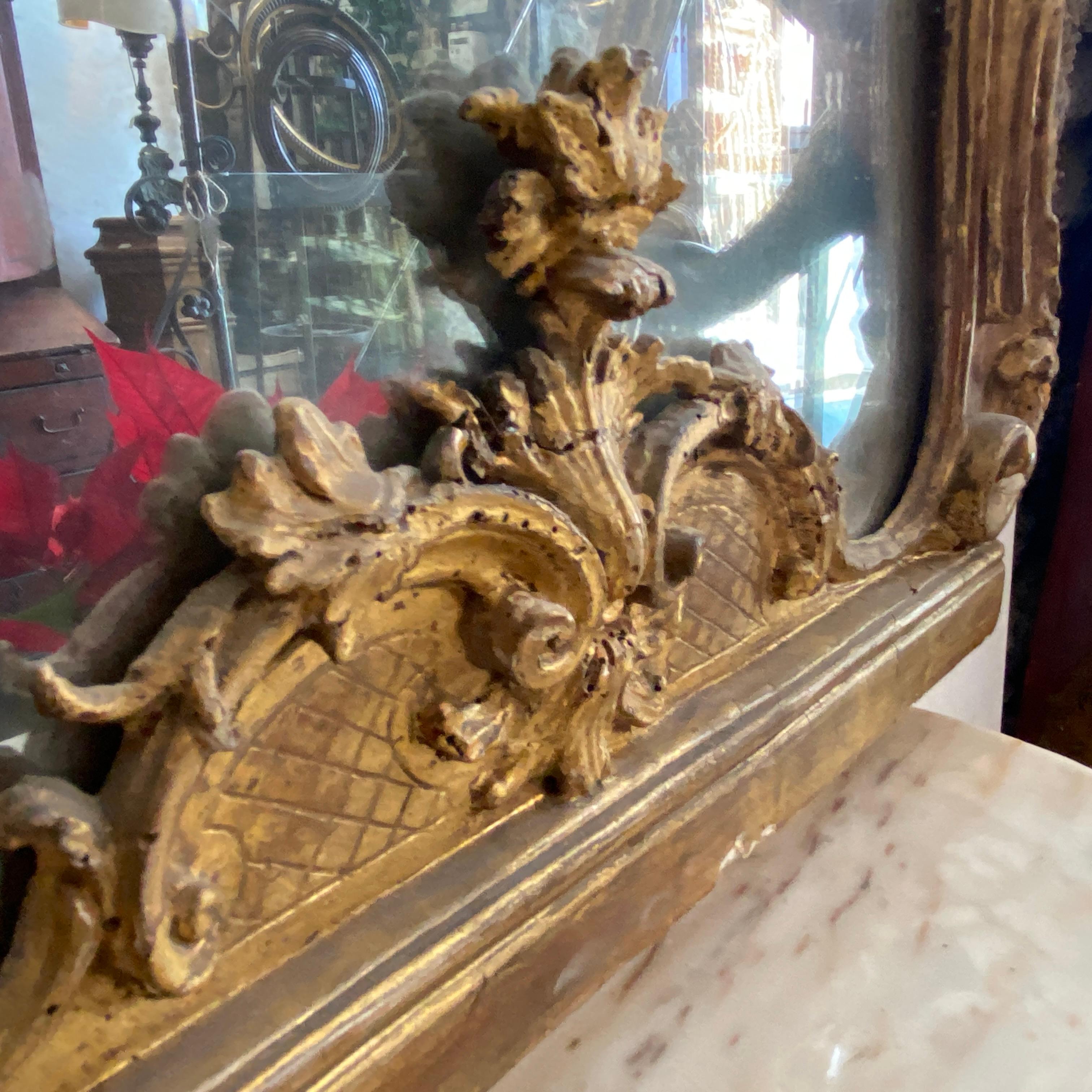 Mid-18th Century Gilded Wood Sicilian Wall Console and Mirror 8