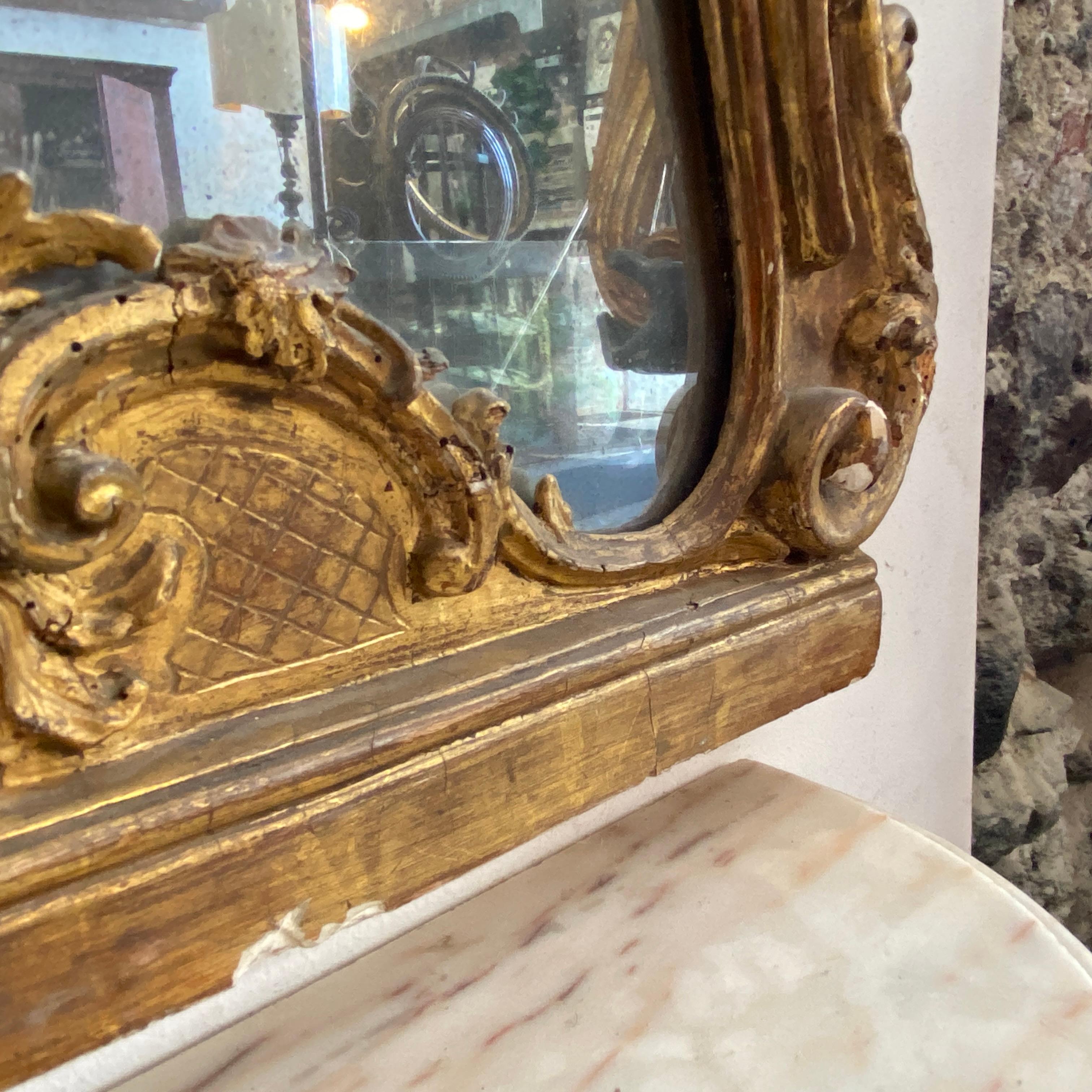 Mid-18th Century Gilded Wood Sicilian Wall Console and Mirror 12