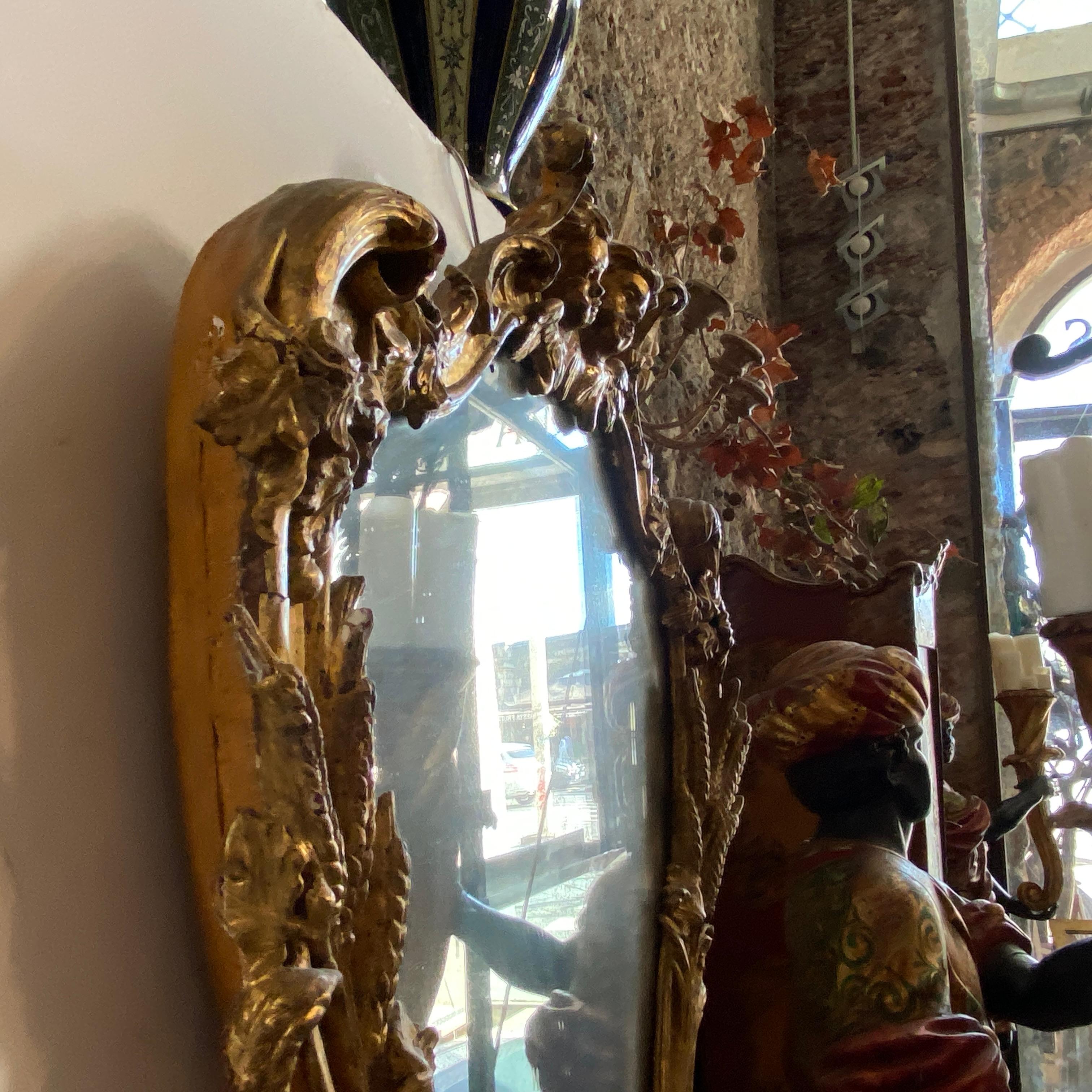 Mid-18th Century Gilded Wood Sicilian Wall Console and Mirror 4