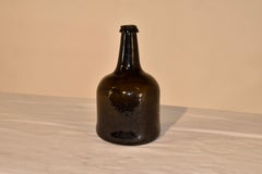 Mid-18th Century Hand Blown Amber Glass Bottle