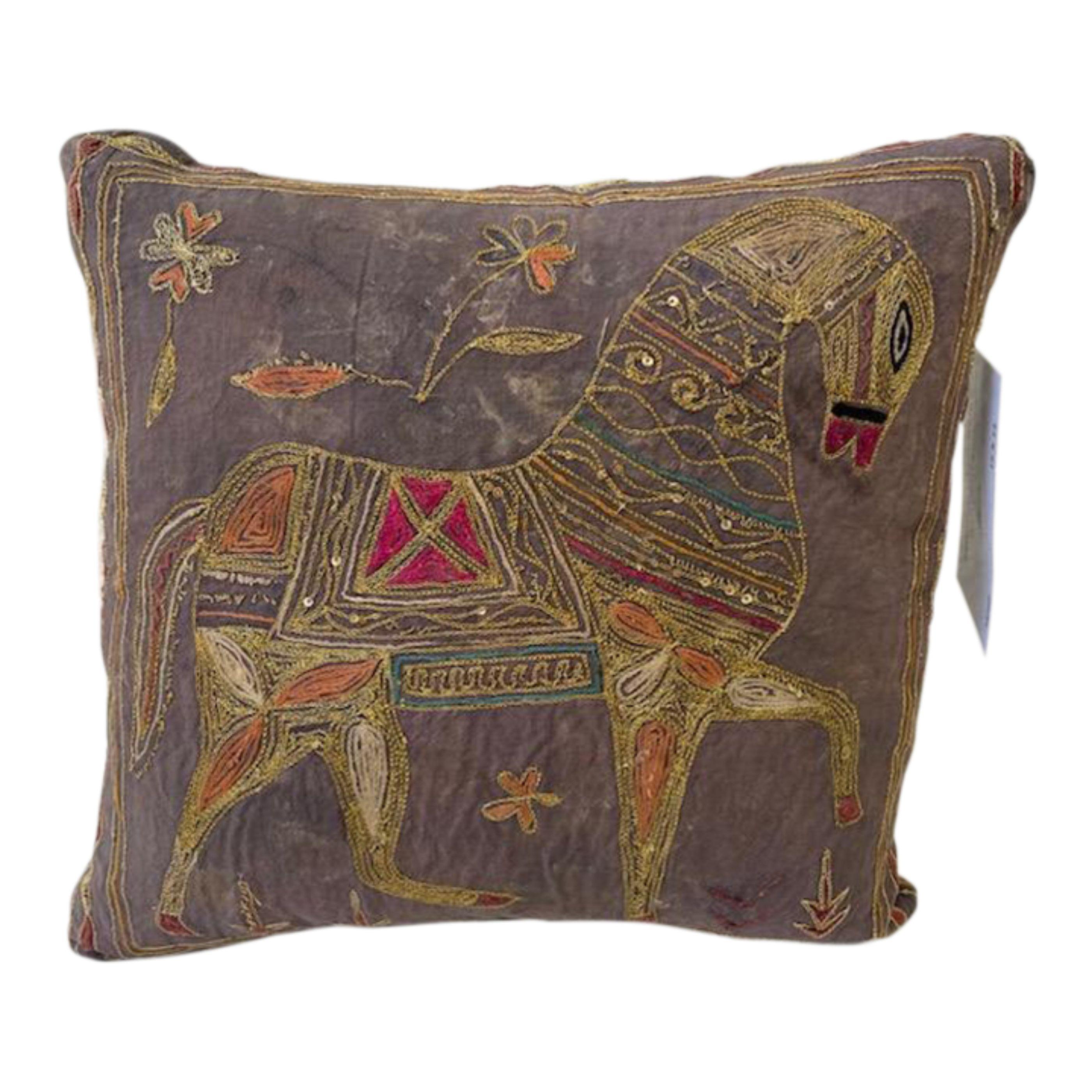 Wool Mid-18th Century Indian Tribal Pillow For Sale