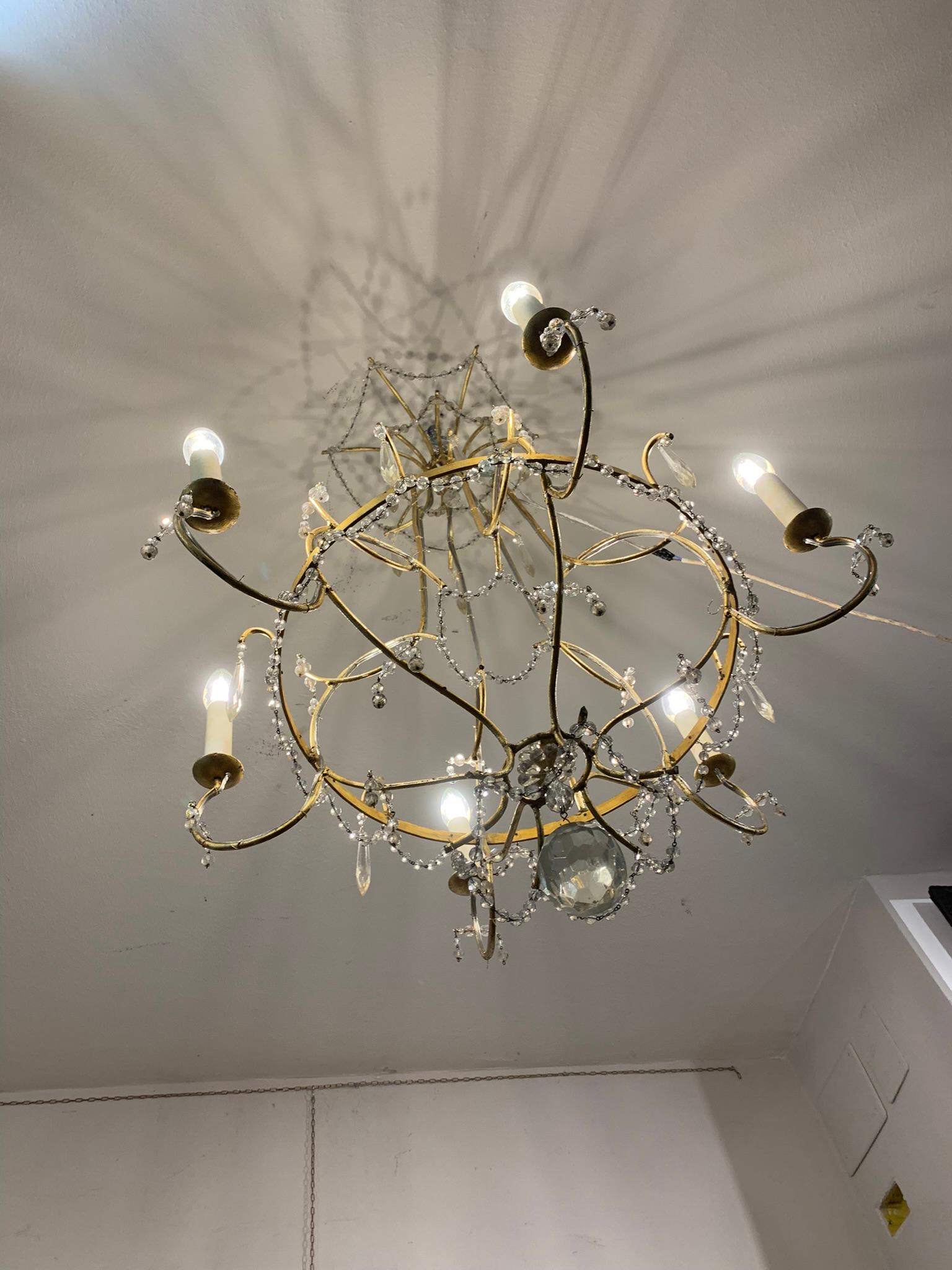 Mid-18th Century Iron and Crystal Chandelier 6