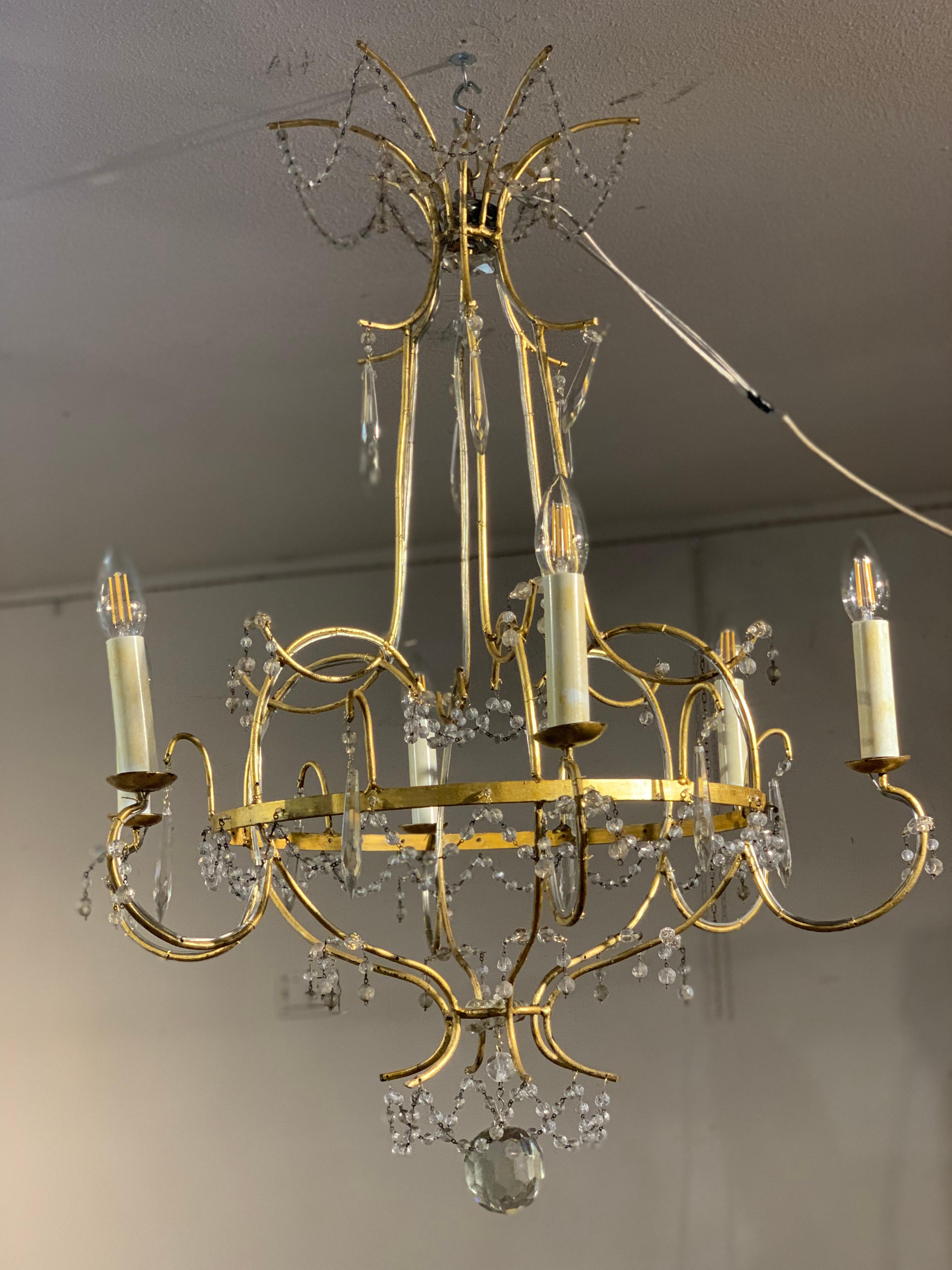 Mid-18th Century Iron and Crystal Chandelier 7