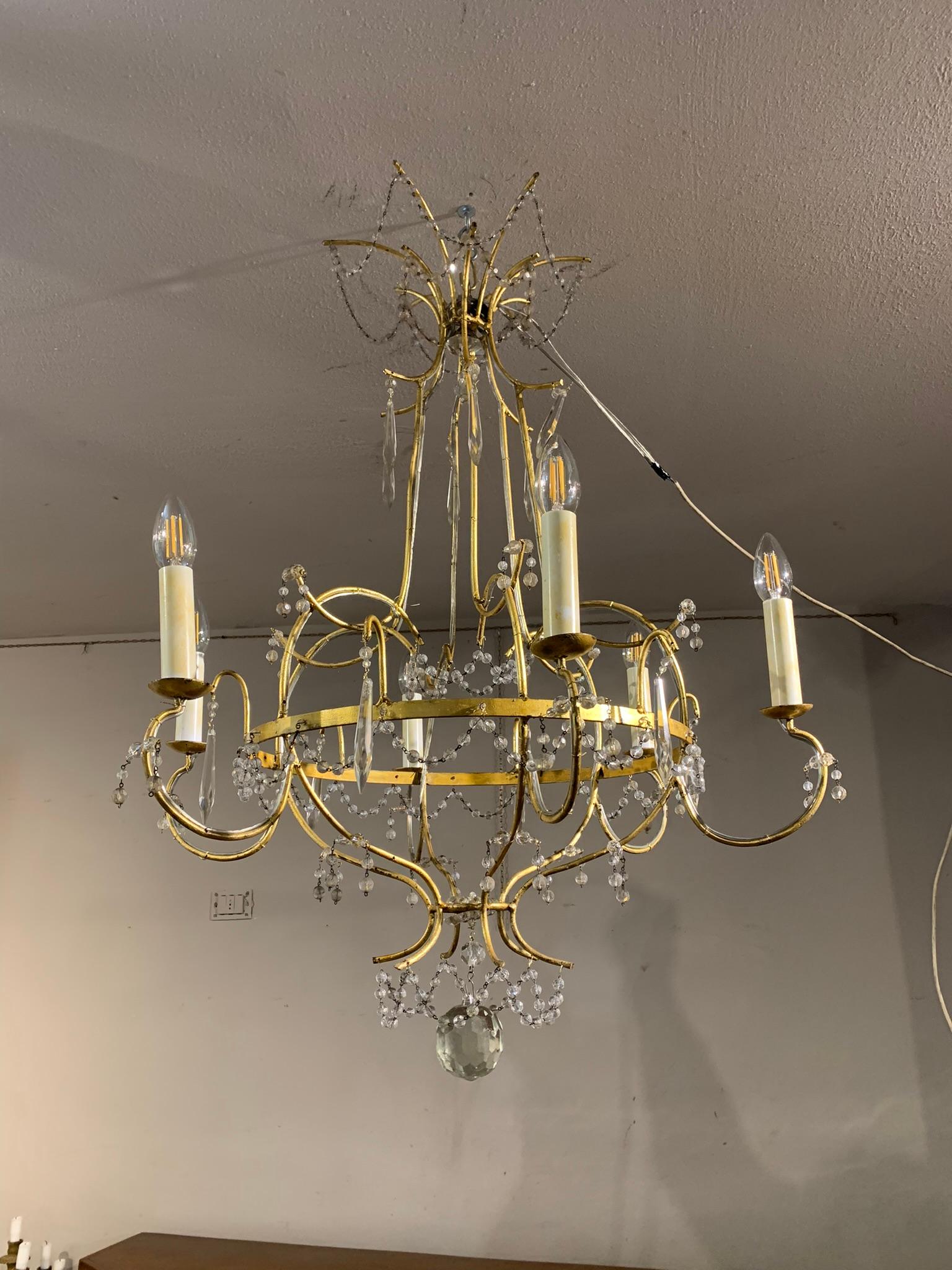 Mid-18th Century Iron and Crystal Chandelier 8