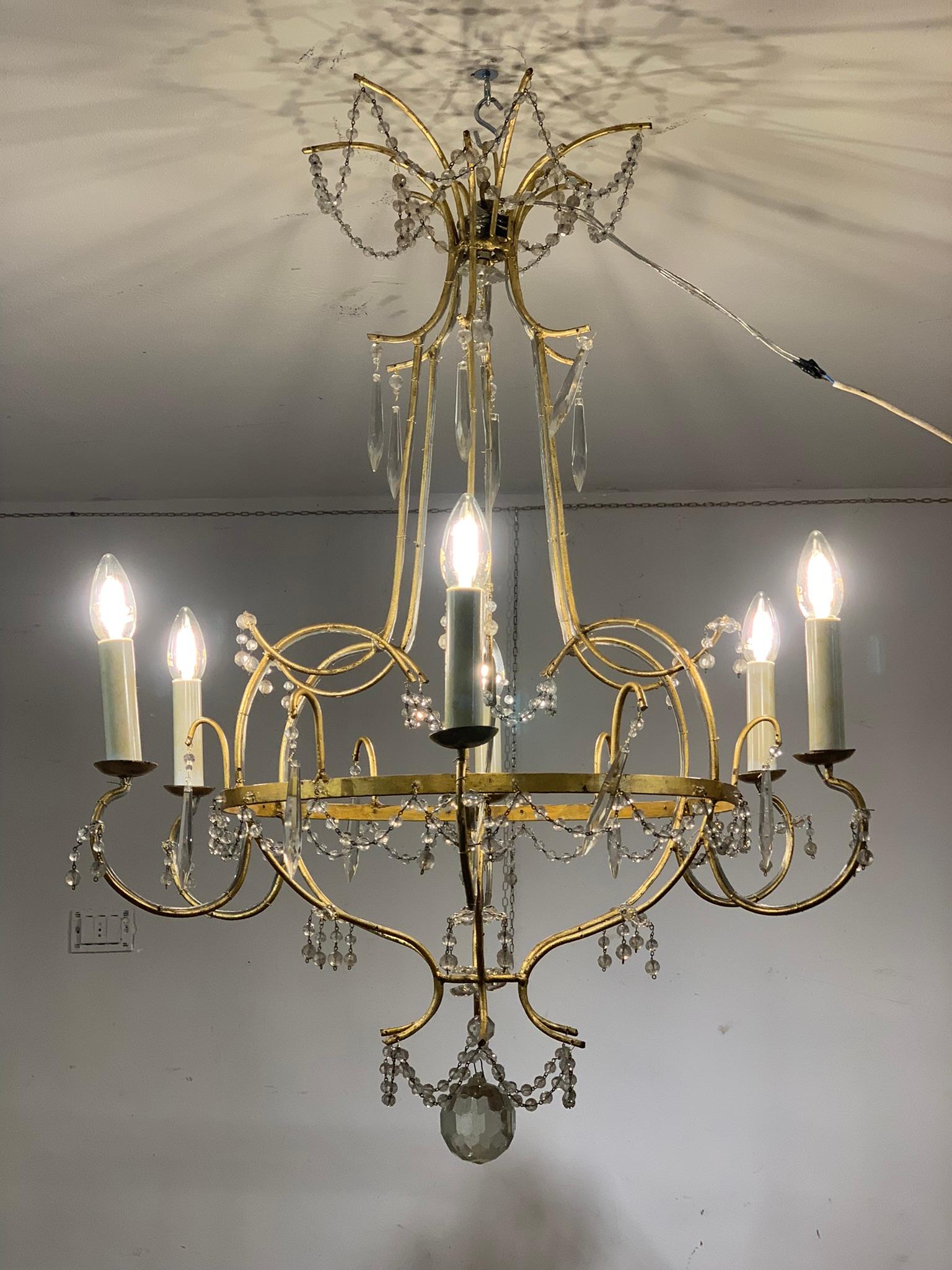 Gilt Mid-18th Century Iron and Crystal Chandelier