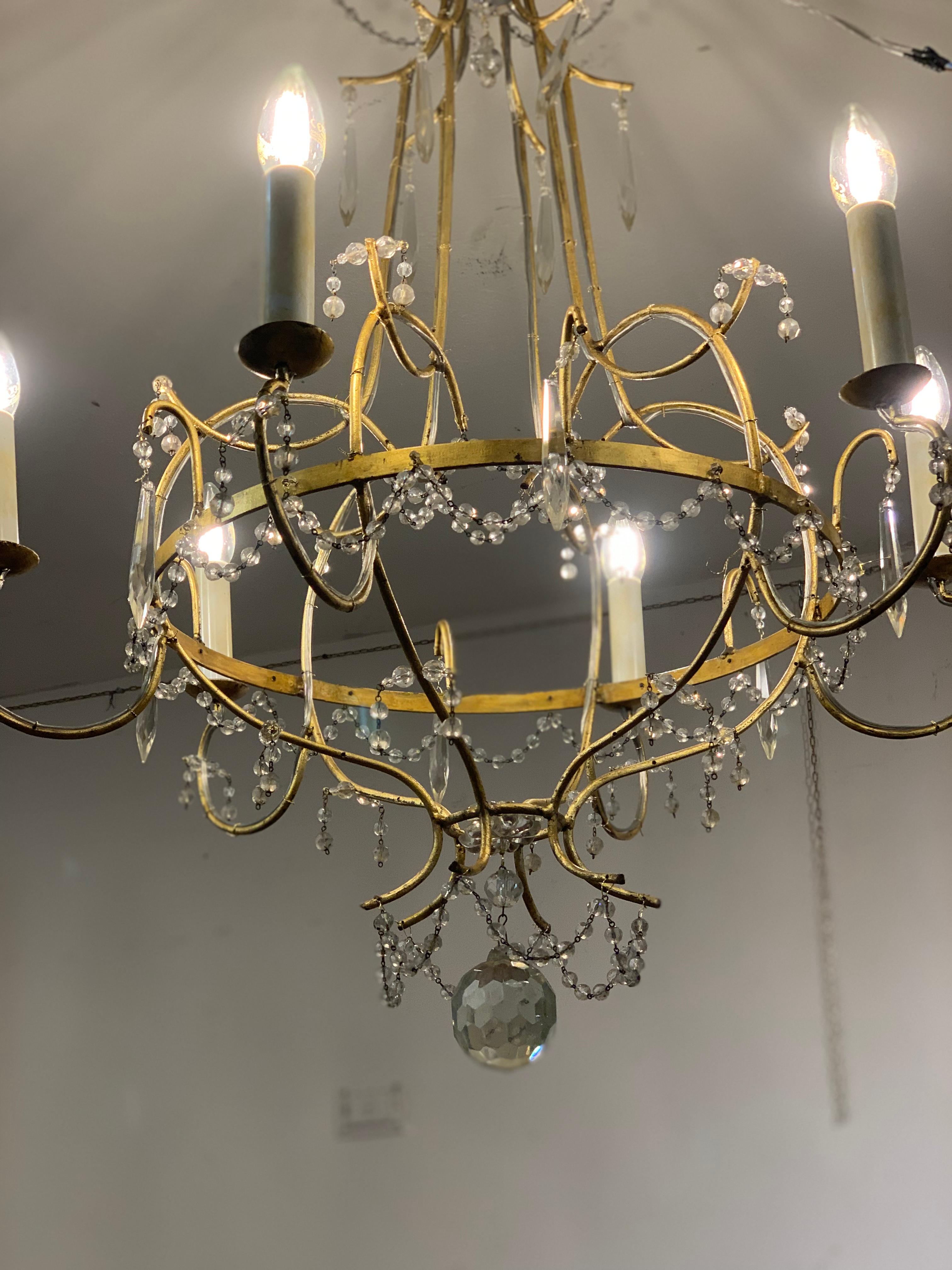 Mid-18th Century Iron and Crystal Chandelier 1