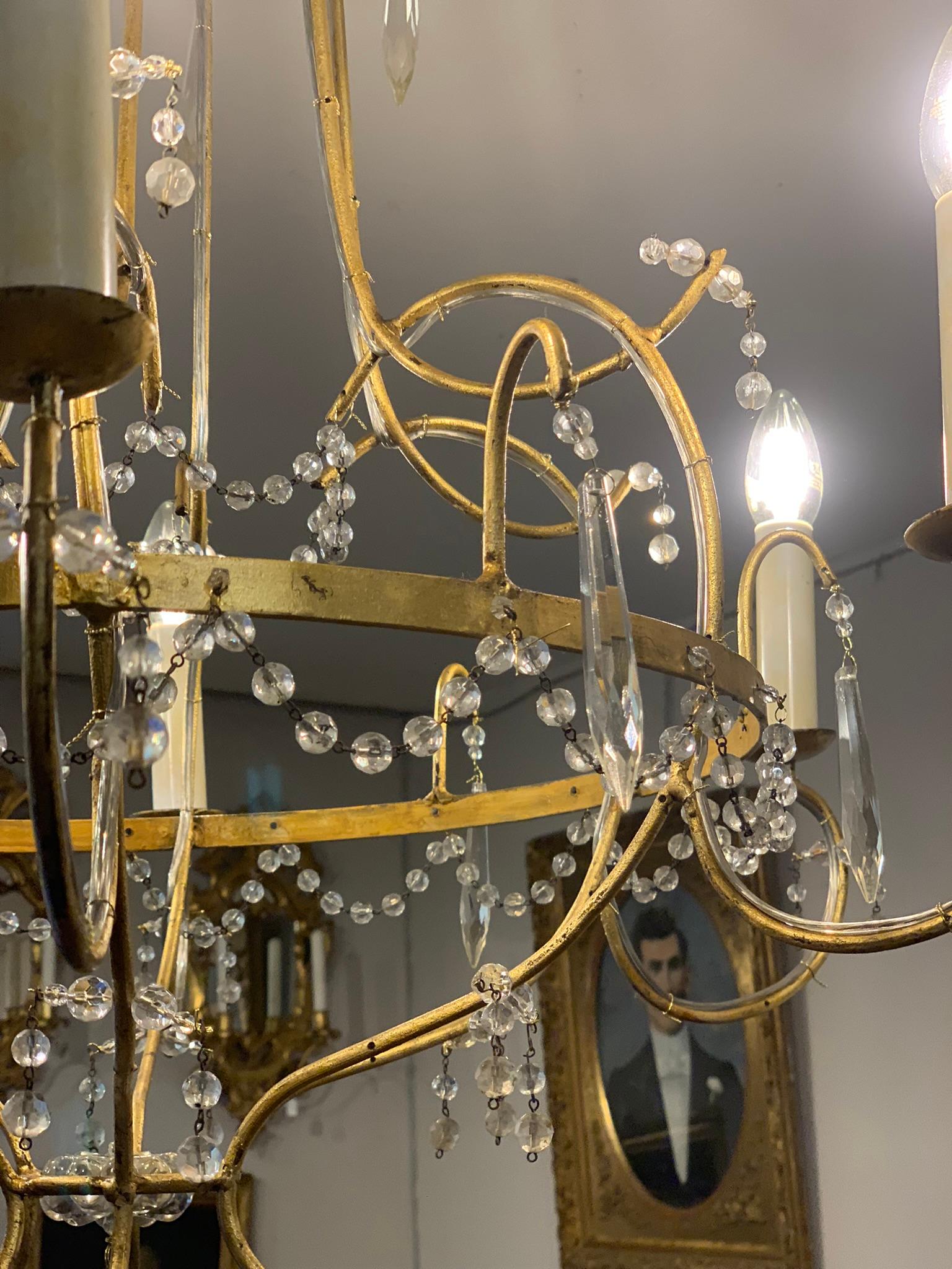 Mid-18th Century Iron and Crystal Chandelier 2