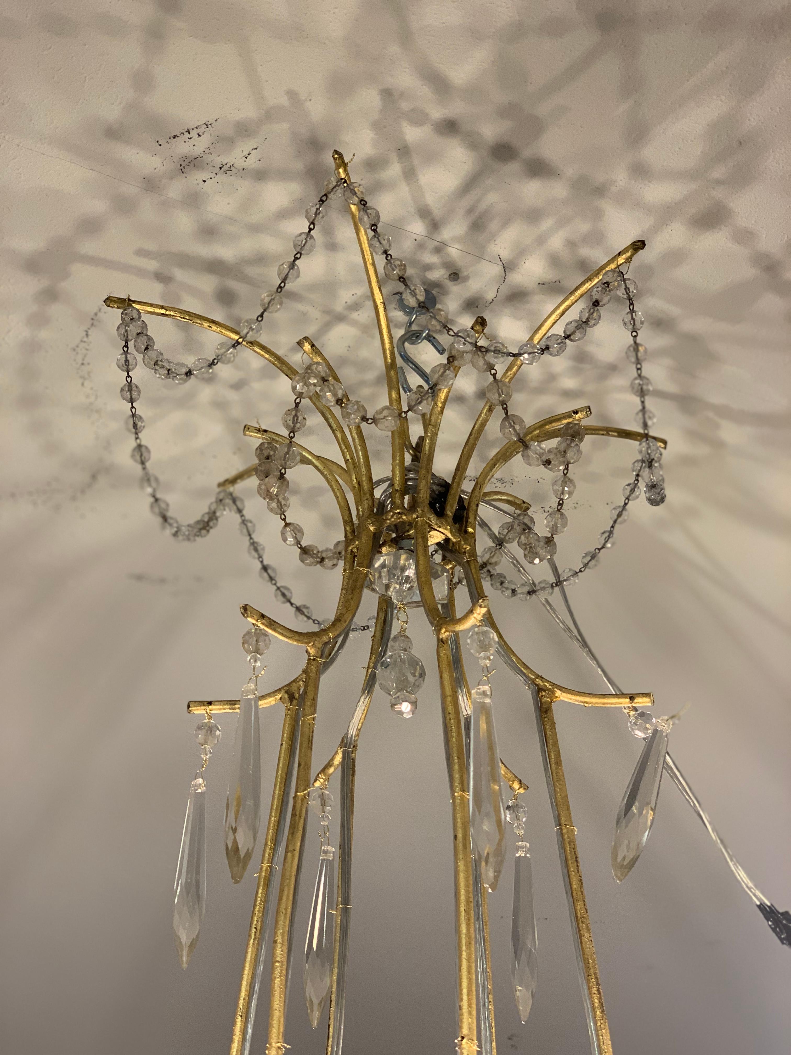 Mid-18th Century Iron and Crystal Chandelier 5