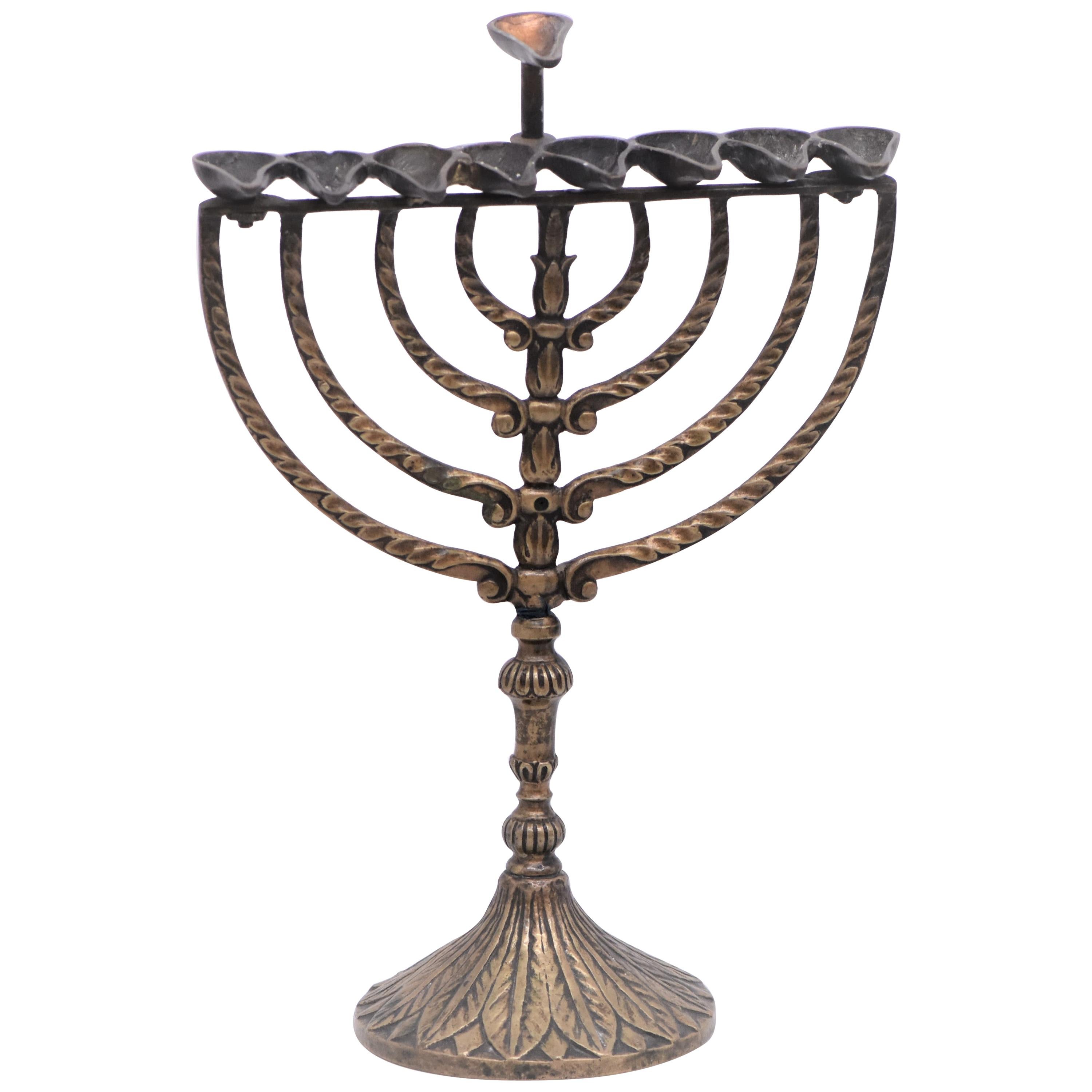 Mid-18th Century Italian Bronze Hanukkah Lamp Menorah For Sale