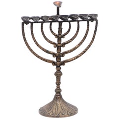 Italienische Hanukkah-Lampe/ Menorah aus Bronze, Mitte des 18. Jahrhunderts